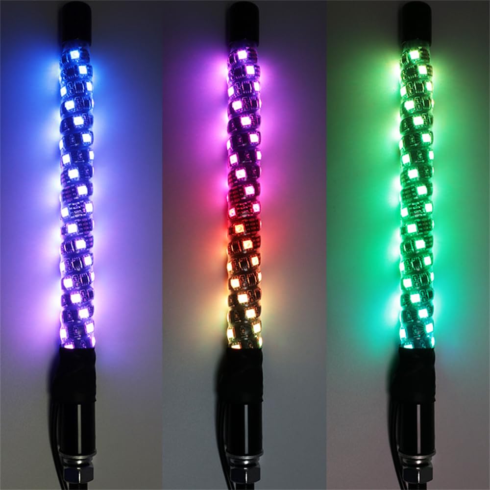 UTV ATV LED Antenna Whip Lights - RGB Spiral Light Up Whip for Side by Side Vehicles, 120pcs 5050 SMD Go Light with APP & Remote Control - Perfect for Off-Roading, Night Riding & Outdoor Adventures
