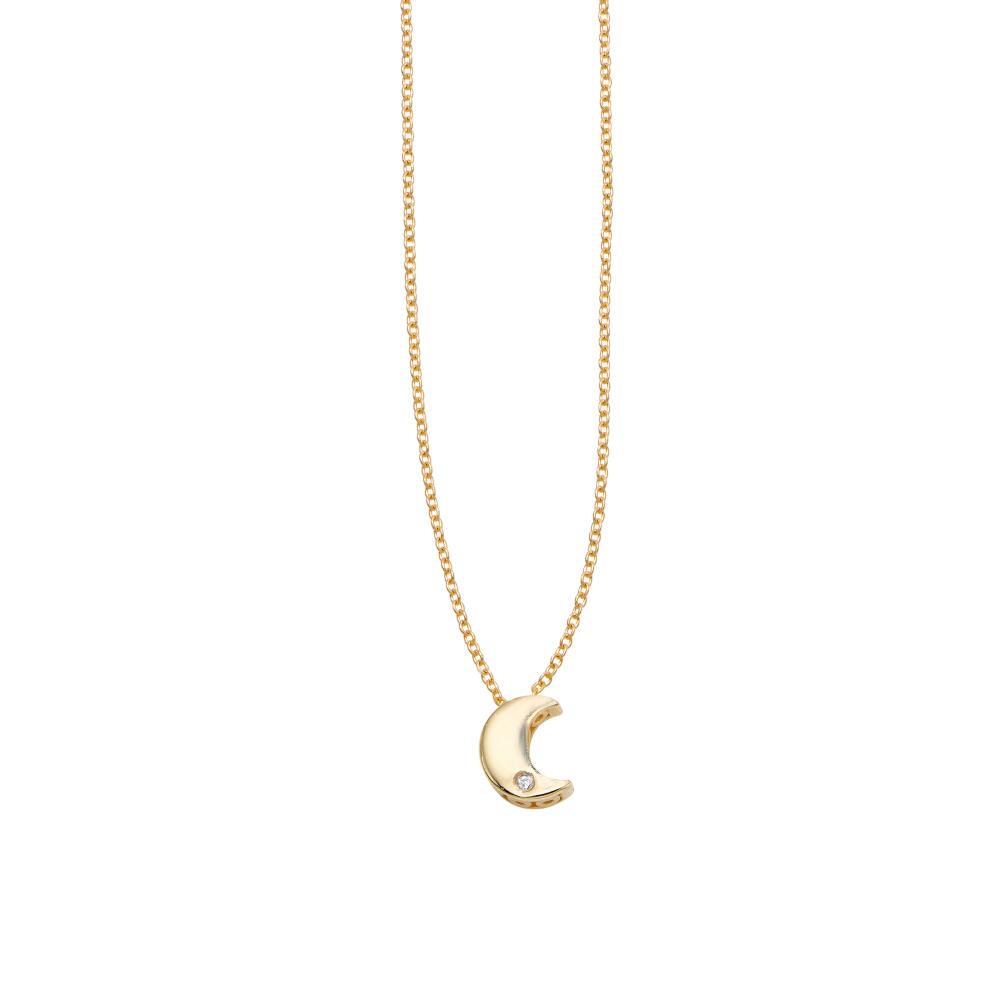 14K Gold .005ct Diamond Moon Necklace - Dainty Celestial Jewelry for Women, Perfect for Everyday Wear, Gifts & Special Occasions