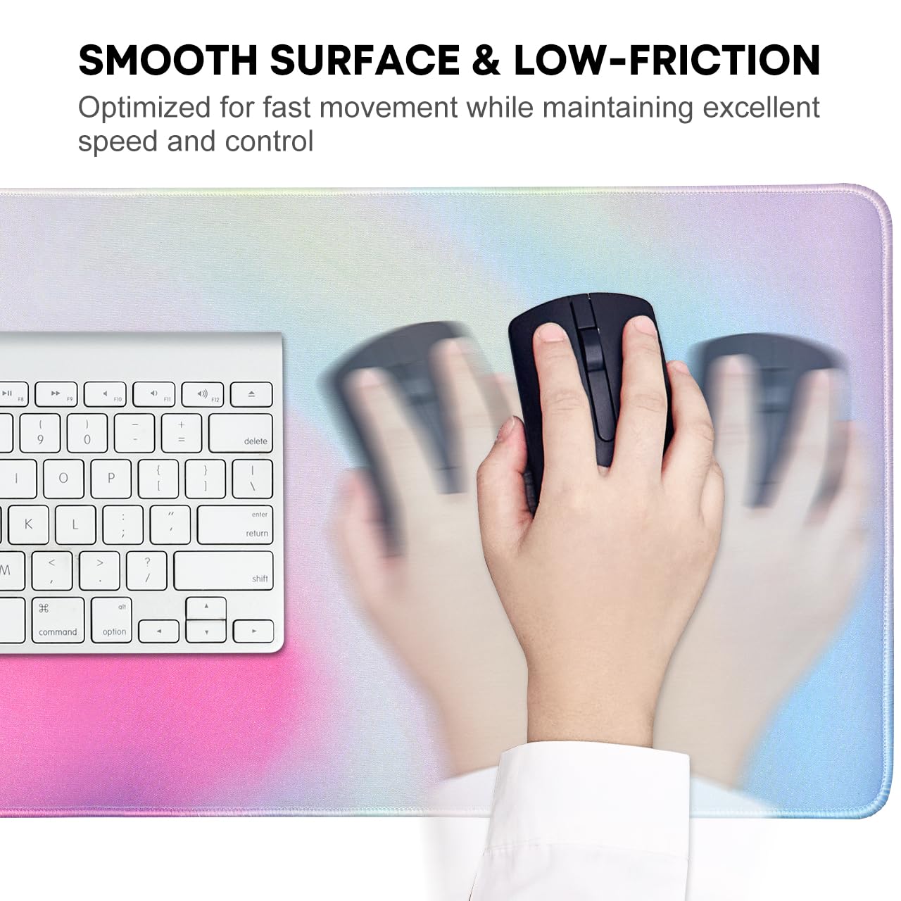 JIKIOU Large Ergonomic Cloud Mouse Pad Set - Waterproof Desk Mat with Wrist Support for Keyboard & Mouse, Rainbow Design 31.5x11.8in - Perfect for Gaming, Office Work & Long Computer Sessions
