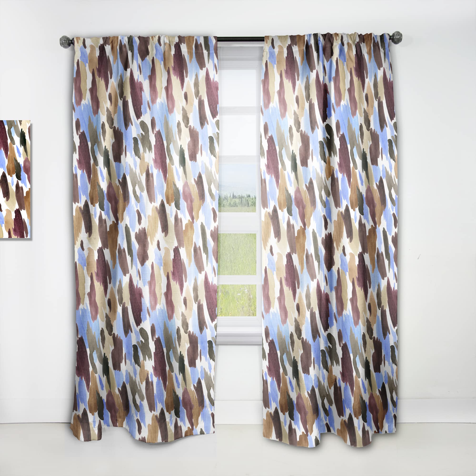 DesignQ Thermal Insulated Single Panel Curtains - Burgundy, Blue & Brown Leopard Print - 52x120 Inches - Blackout Drapes for Bedroom & Living Room (Home Decor, Window Treatment, Noise Reduction)