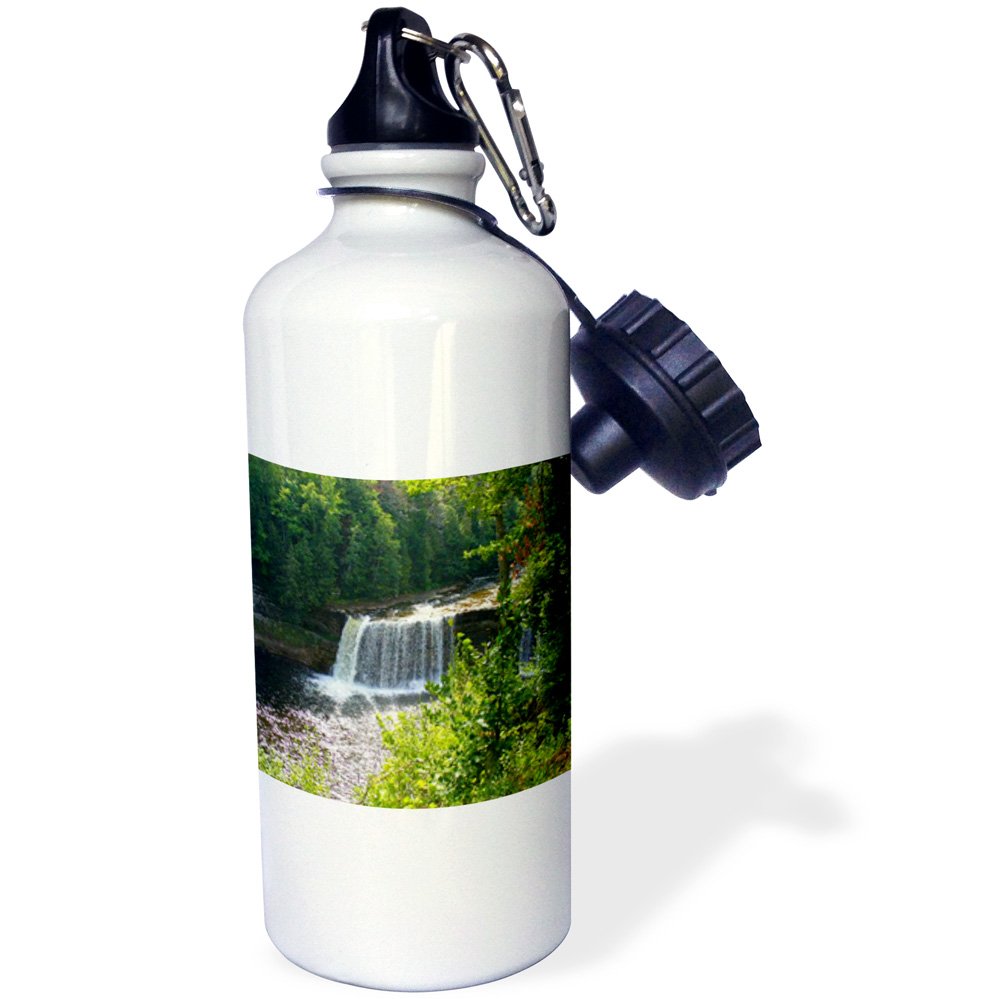 3D Rose Tahquamenon Upper Falls 21 oz Sports Water Bottle - Insulated Stainless Steel, Leak Proof, BPA Free - Perfect for Hiking, Gym & Outdoor Activities