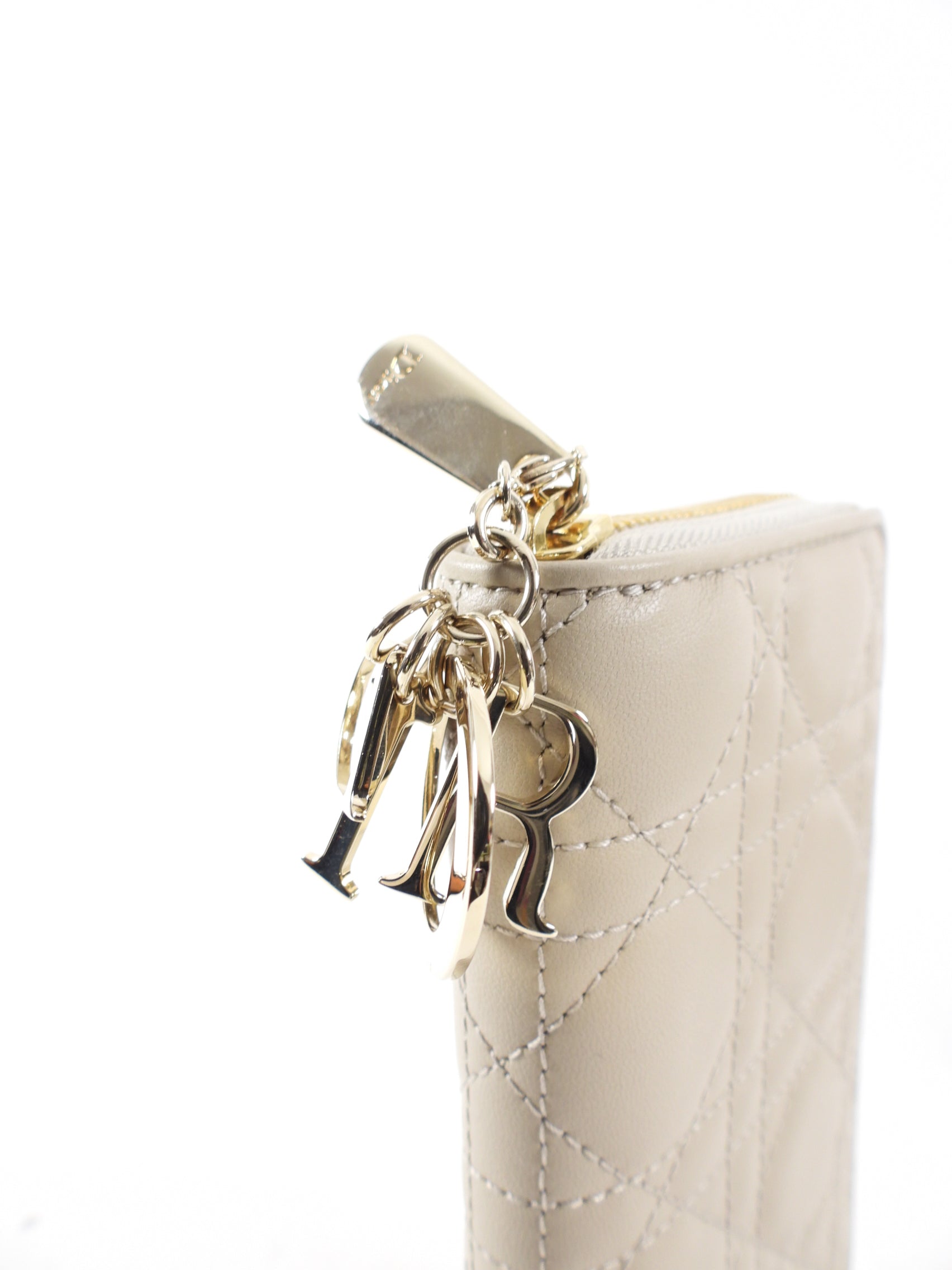 Christian Dior Lady Dior Light Beige Cannage Lambskin Voyageur Wallet - Luxury Designer Wristlet for Women | Perfect for Travel, Parties & Everyday Use