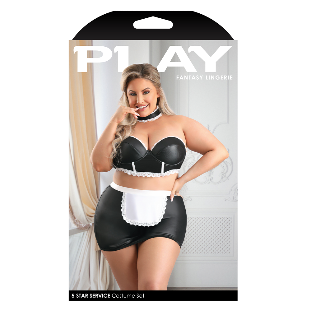 Fantasy Lingerie - Wet Look Maid Costume for Curvy Women | 5-Star Service | Roleplay, Cosplay & Boudoir Photography