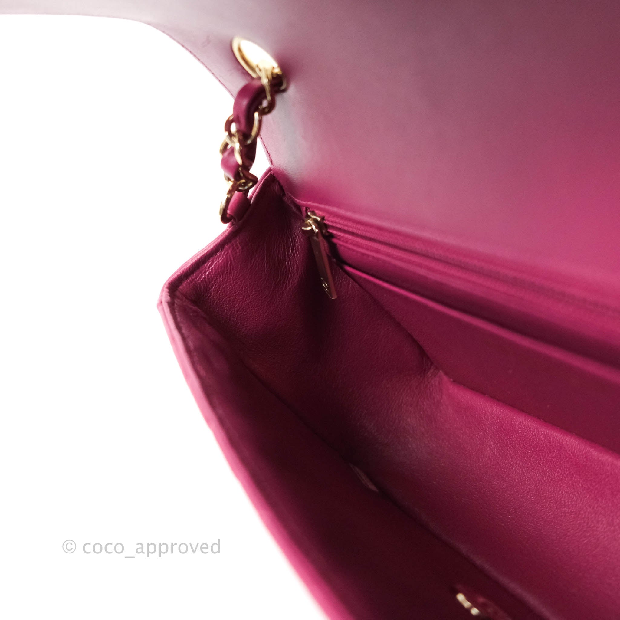 Chanel Chevron Mini Rectangular Lambskin Flap Bag in Dark Pink with Gold Hardware - Perfect for Evening Events & Luxury Fashion Accessories