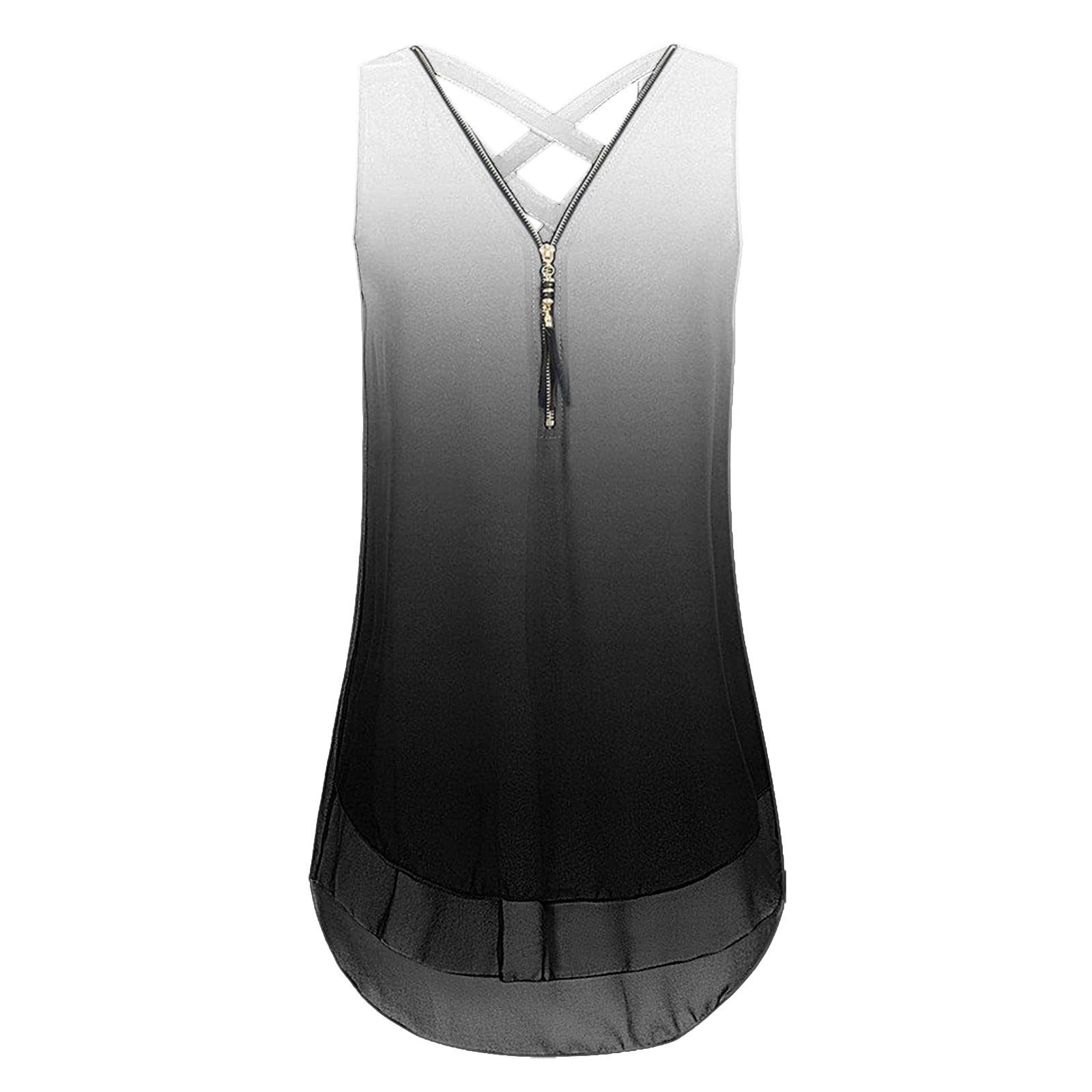 Women's Sleeveless Cross Back Tank Top - V Neck Loose Fit Active Crop Cami with Zipper Detail | Perfect for Yoga, Gym Workouts & Summer Casual Wear
