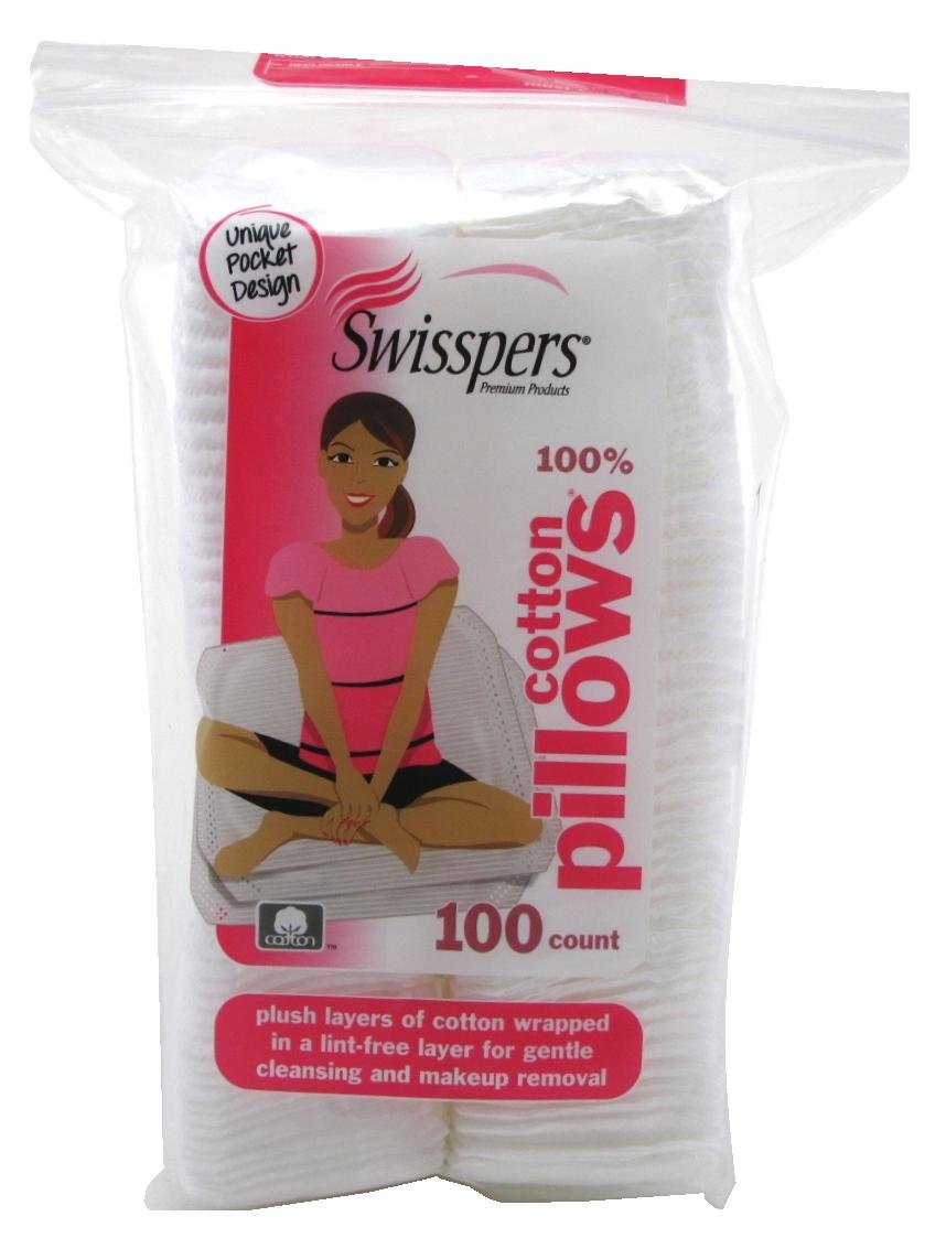 Swisspers Cotton Pillows 100ct (3 Pack) - Soft & Plush for Home & Travel