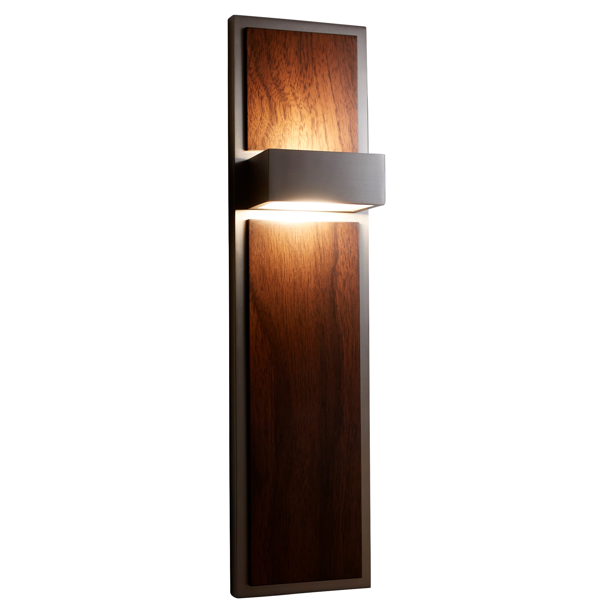 Oxygen Guapo 3 401 24 Inch Modern Wall Sconce Light Fixture - Satin Nickel Finish with Walnut Wood Accent - Perfect for Living Room, Bedroom, or Hallway Lighting