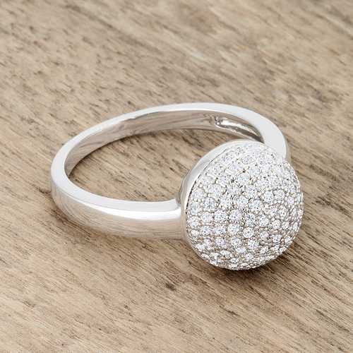 0.6ct Brie Cubic Zirconia Rhodium-Plated Contemporary Sphere Ring for Women - Elegant Fashion Jewelry for Parties, Weddings & Special Occasions