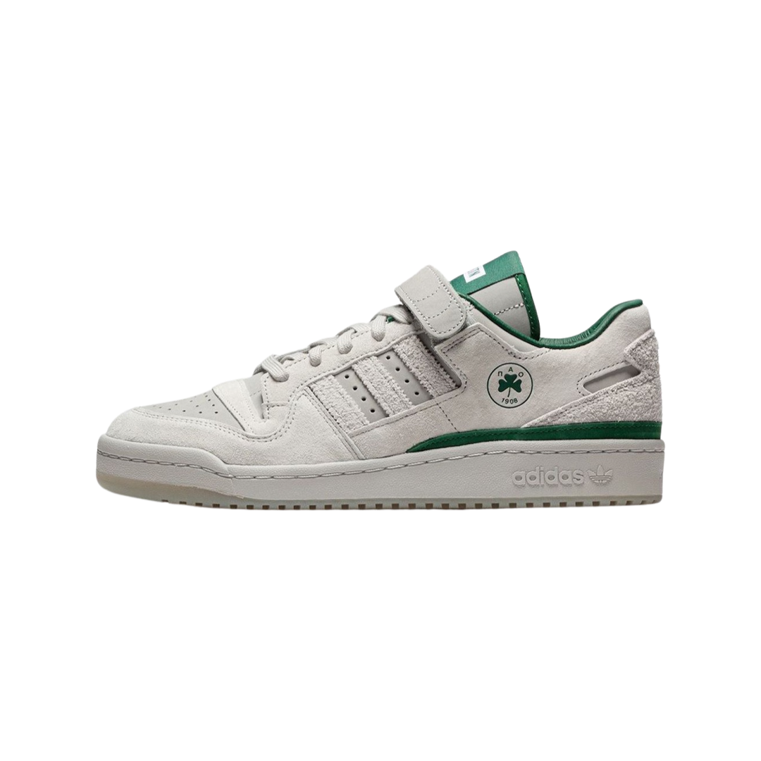 Adidas x BSTN Forum 84 Low Sneakers - Panathinaikos Grey/Two Dark Green/Cloud White - Men's Basketball Shoes for Streetwear & Casual Style