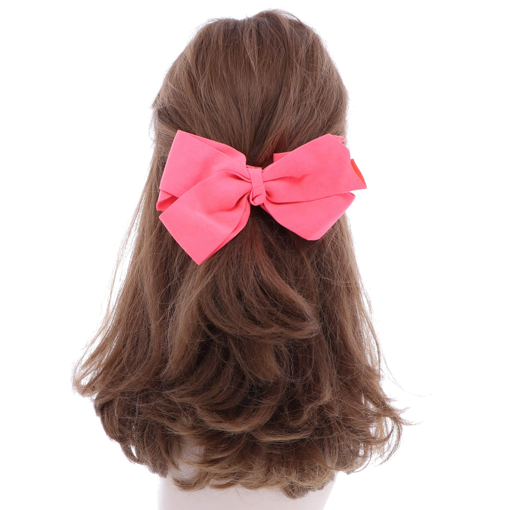 Large Suede Hair Bow for Women and Girls - Coral, Perfect for Weddings, Parties, and Everyday Fashion Accessories