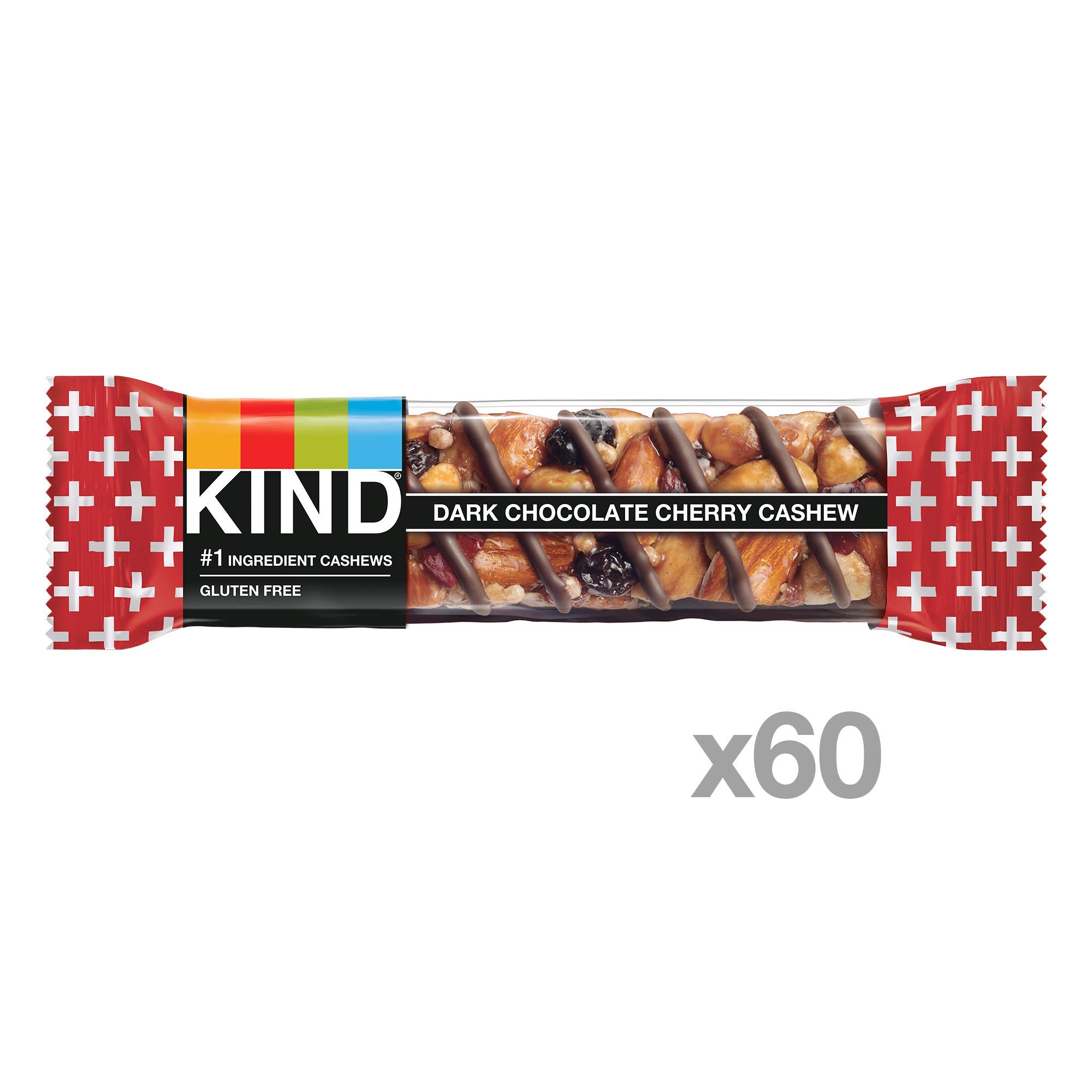 KIND Nut Bars, Dark Chocolate Cherry Cashew, 1.4 Ounce (60 Count) - Gluten Free, Low Glycemic Index, 4g Protein - Healthy Snacks for Work, Travel & On-the-Go Energy