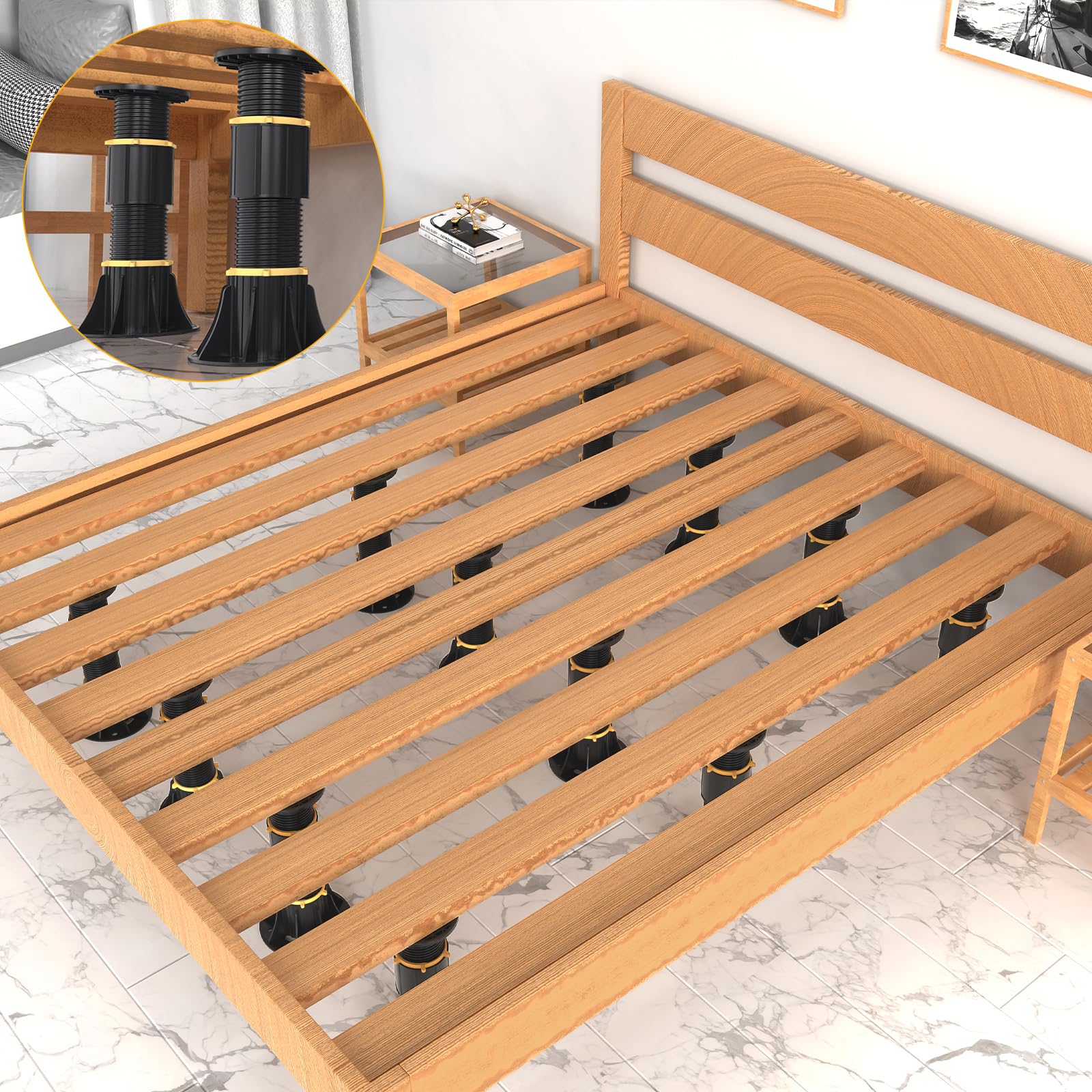 2pcs 8.5-13 Inch Adjustable Height Bed Support Legs - Heavy Duty Metal Bed Frame Legs for Slats, Replacement Feet for Center Support & Bed Frame Reinforcement - Perfect for Platform Beds, Adjustable Beds & DIY Bed Frame Projects