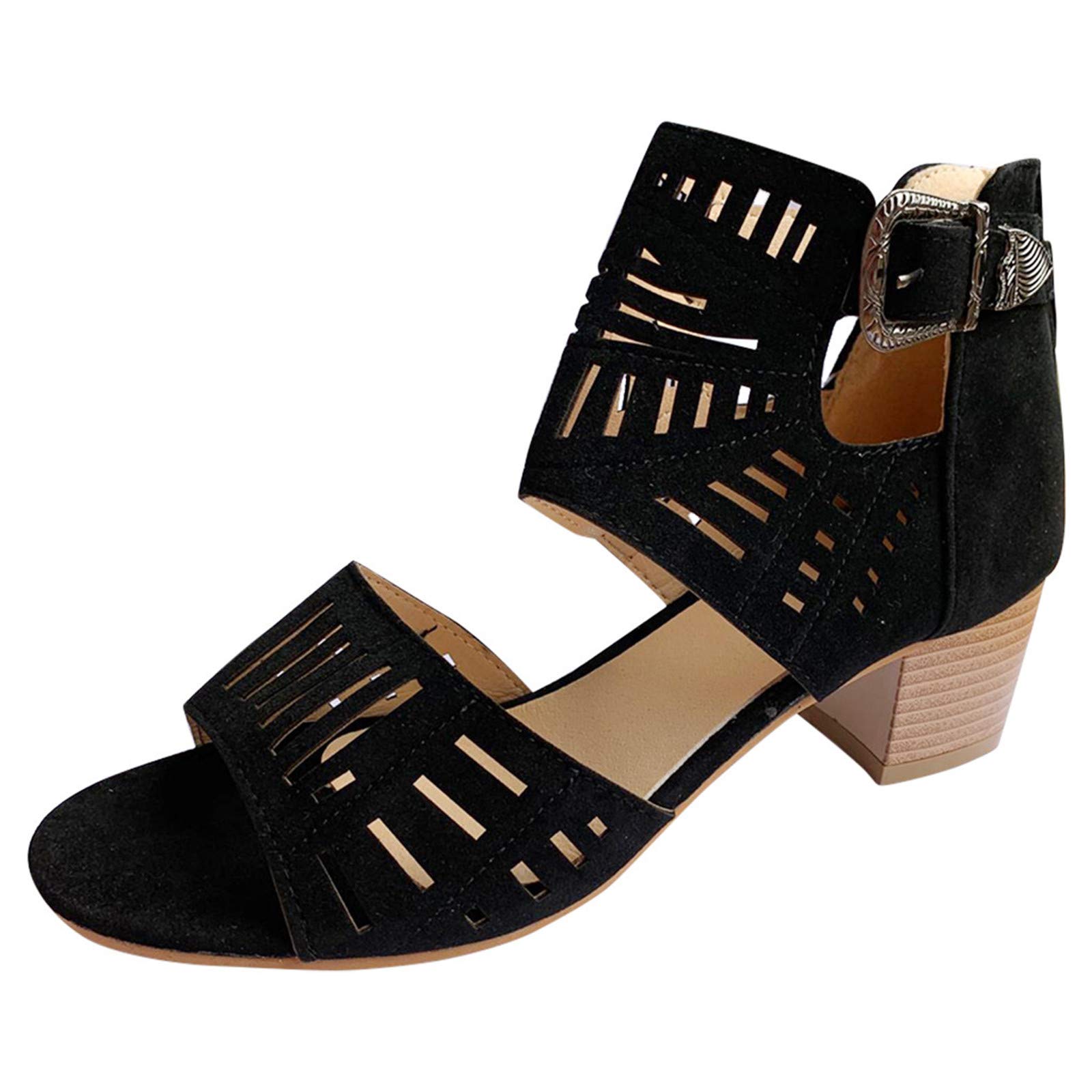 Women's Dressy Espadrille Wedge Sandals - Black & Grey Casual Heels for Summer Outfits, Beach Vacations & Date Nights
