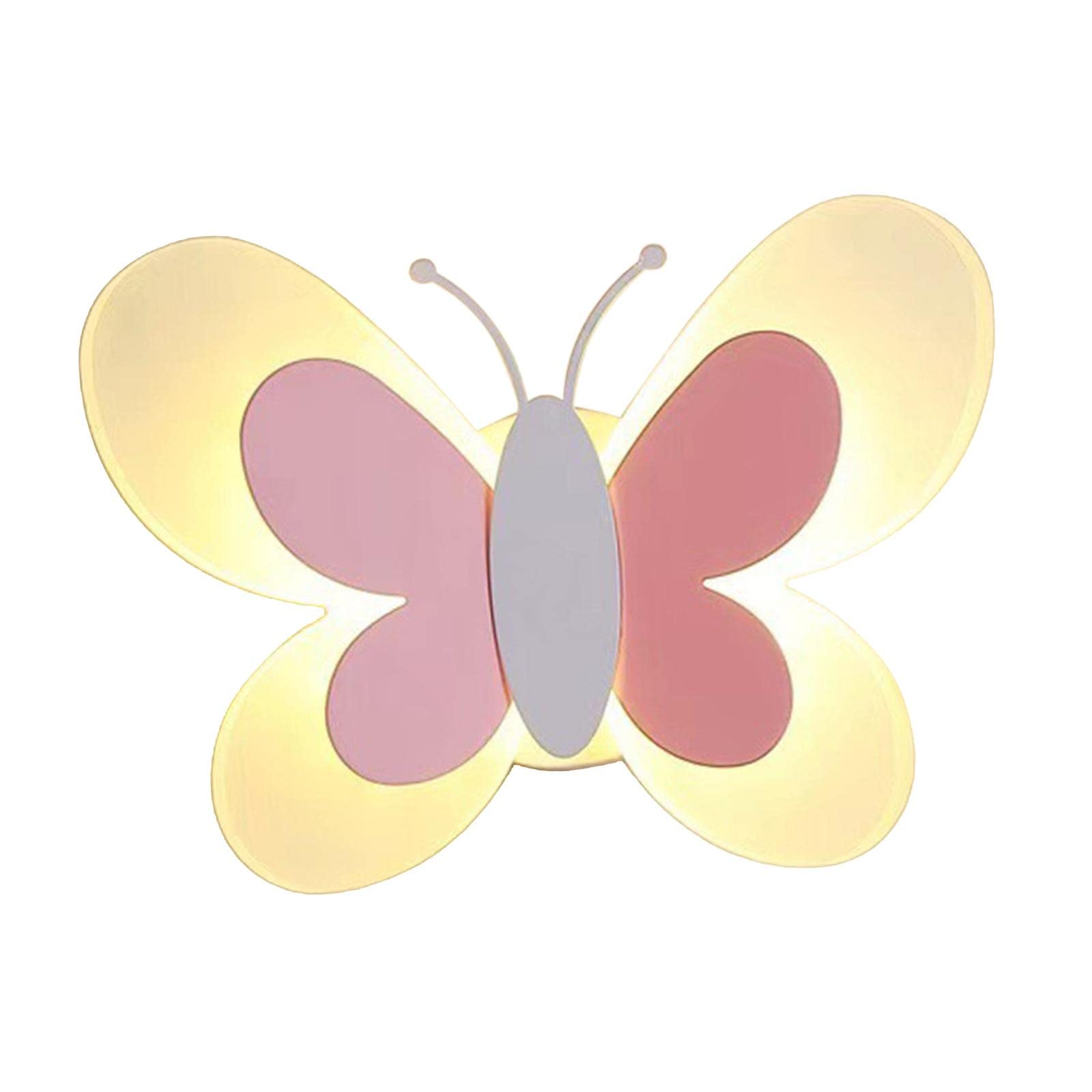 FAKEME LED Wall Light - Modern Minimalist Butterfly Night Lamp for Home, Cafe & Stair Decor - Pink & White - Perfect for Bedroom, Nursery & Indoor Ambiance Lighting