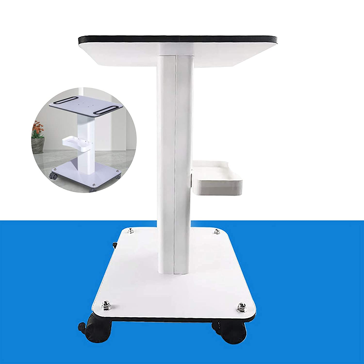 Professional Salon Medical Trolley with Rolling Wheels - Hair Stylist Cart with Large Instrument Tray for Beauty Tools & Supplies - Mobile Storage Solution for Hairdressers & Spa Services - Perfect for Salon Organization & Client Styling (White, Large Table Size)
