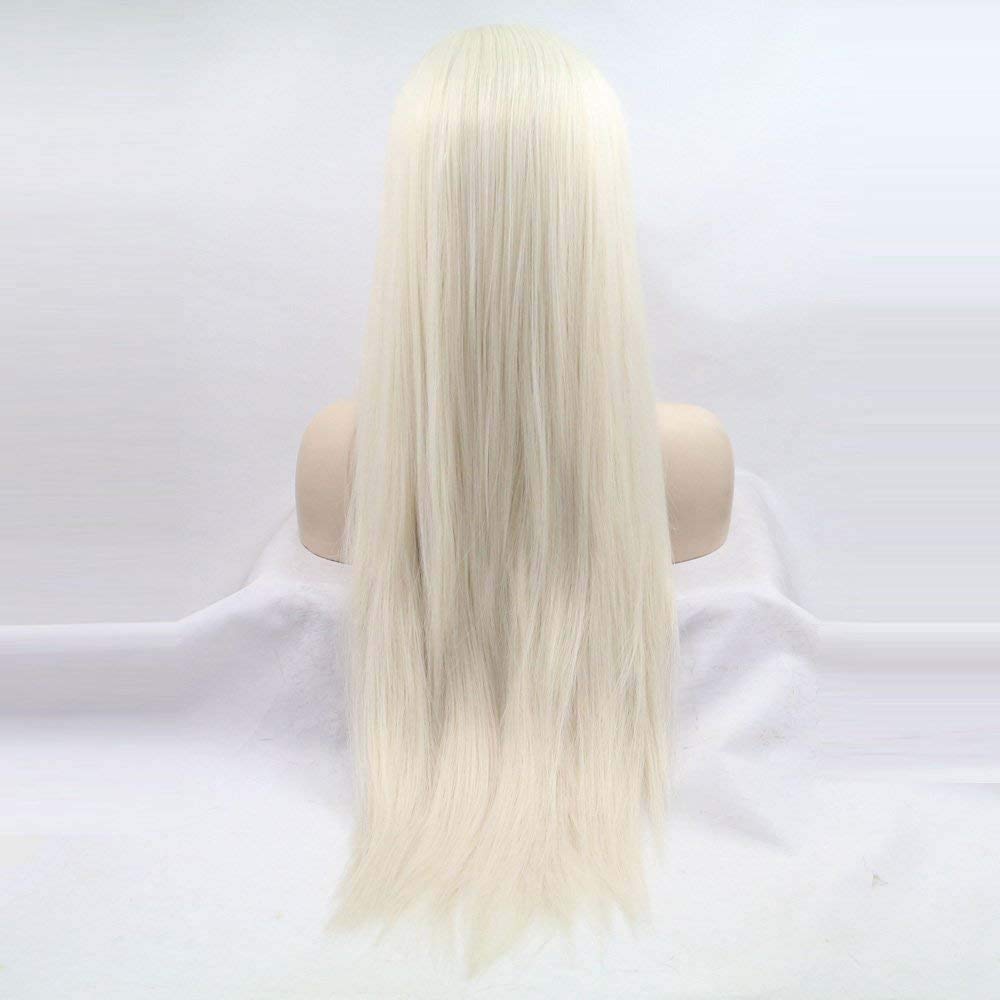 60# Long Blonde Synthetic Lace Front Wig for Women - Heat Resistant Straight Hair Wig (20
