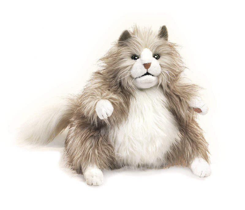 Soft Plush Fluffy Cat Hand Puppet - Interactive Toy for Kids, Storytelling & Pretend Play - Perfect for Classroom, Home & Theater Performances