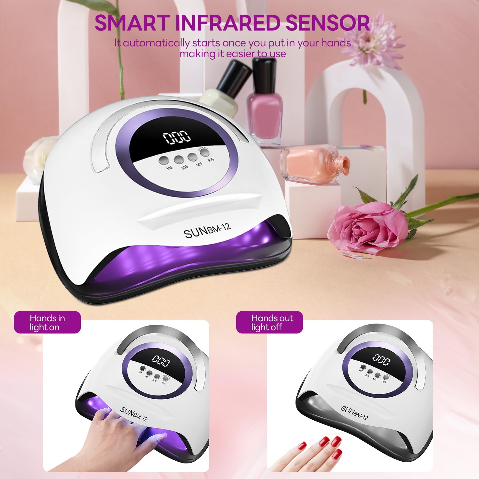 Professional BEENLE UV LED Nail Lamp with 42 LED Beads - 180W Gel Nail Dryer with 4 Timer Settings & Auto Sensor - Blue Plastic Base for Home & Salon Manicure/Pedicure - Perfect for Gel Polish Curing, Nail Art & DIY Nail Care