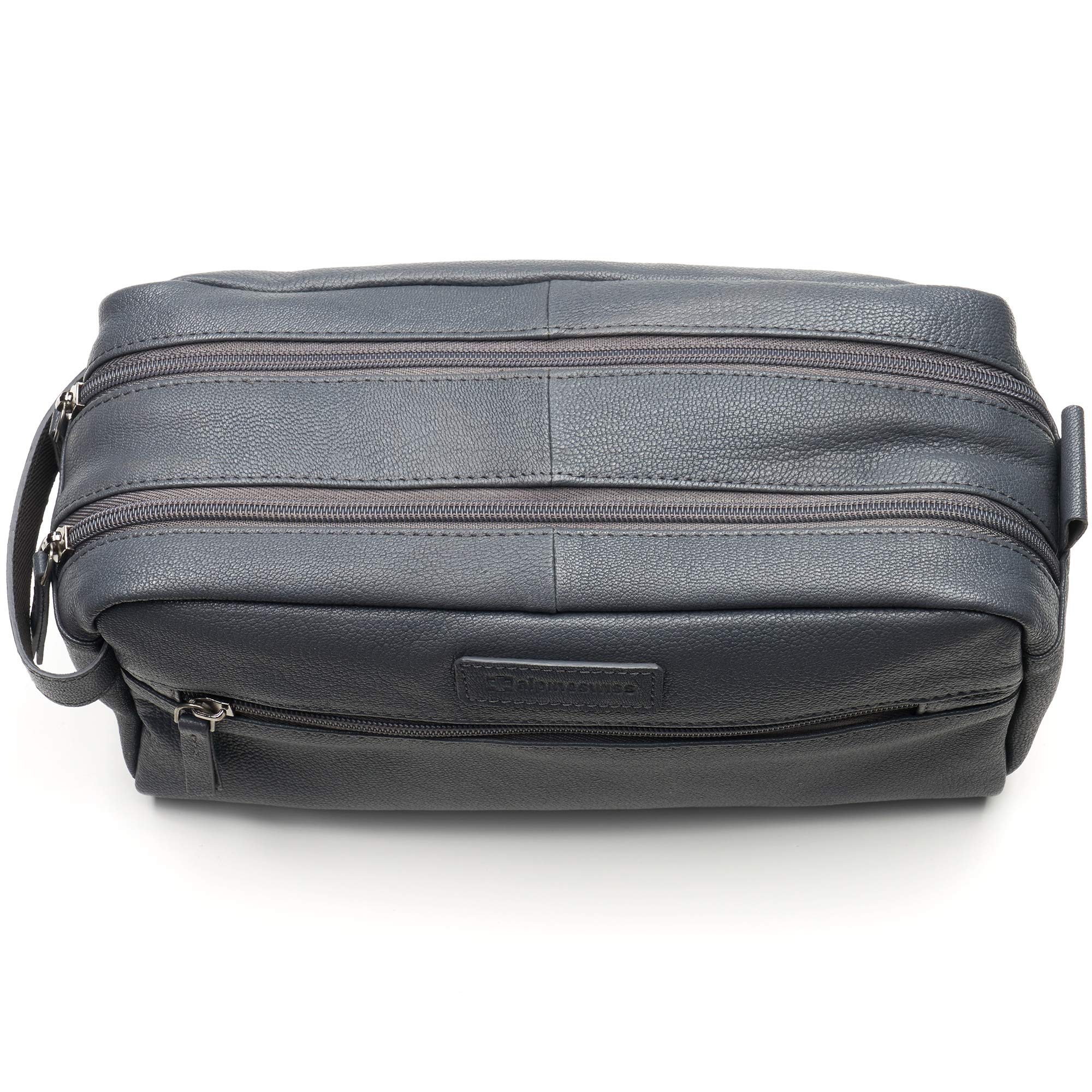 Premium Alpine Swiss Sedona Genuine Leather Toiletry Bag - Waterproof Travel Shaving Kit & Dopp Kit for Men | Perfect for Business Trips, Gym, Camping & Weekend Getaways