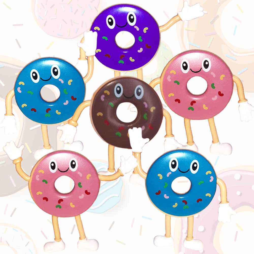 ArtCreativity 12-Piece Bendable Donut Figures Set - Flexible Fun Toys for Kids | Party Favors, Stress Relief Fidget Toys, Easter Basket & Piñata Fillers | Perfect for Birthday Parties, Classroom Rewards & Sensory Play