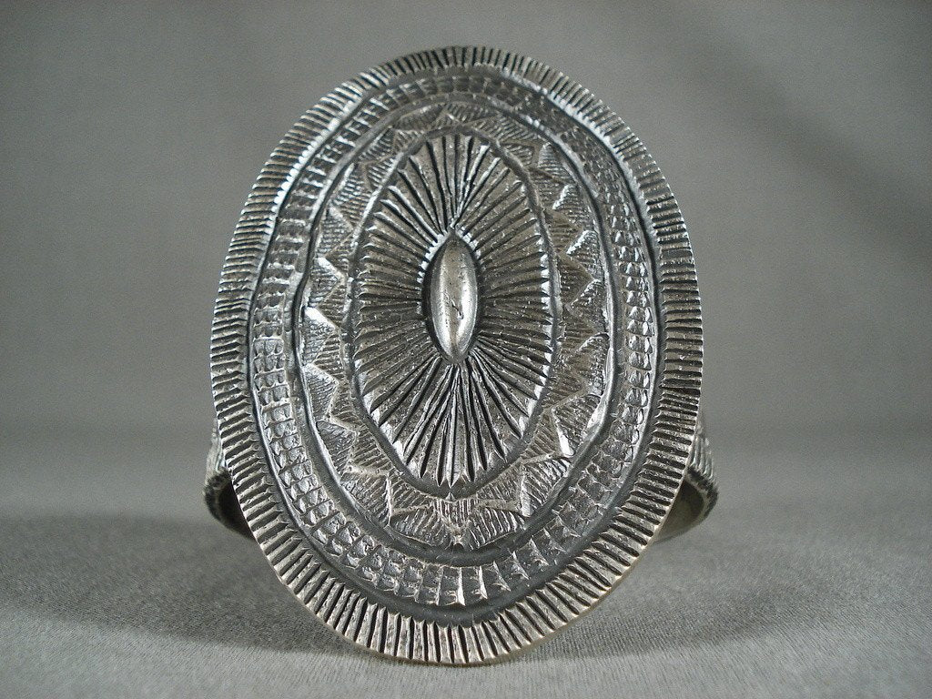 148g Sterling Silver Navajo Bracelet - Authentic Native American Jewelry with Opulent Stamp on Tufa Design | Perfect for Cultural Events, Gift Giving & Boho Fashion