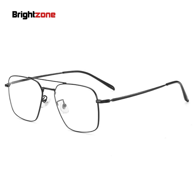 Brightzone Unisex Full Rim Square Double Bridge Titanium Eyeglasses 89172 - Lightweight Durable Frame for Work, Reading & Fashion