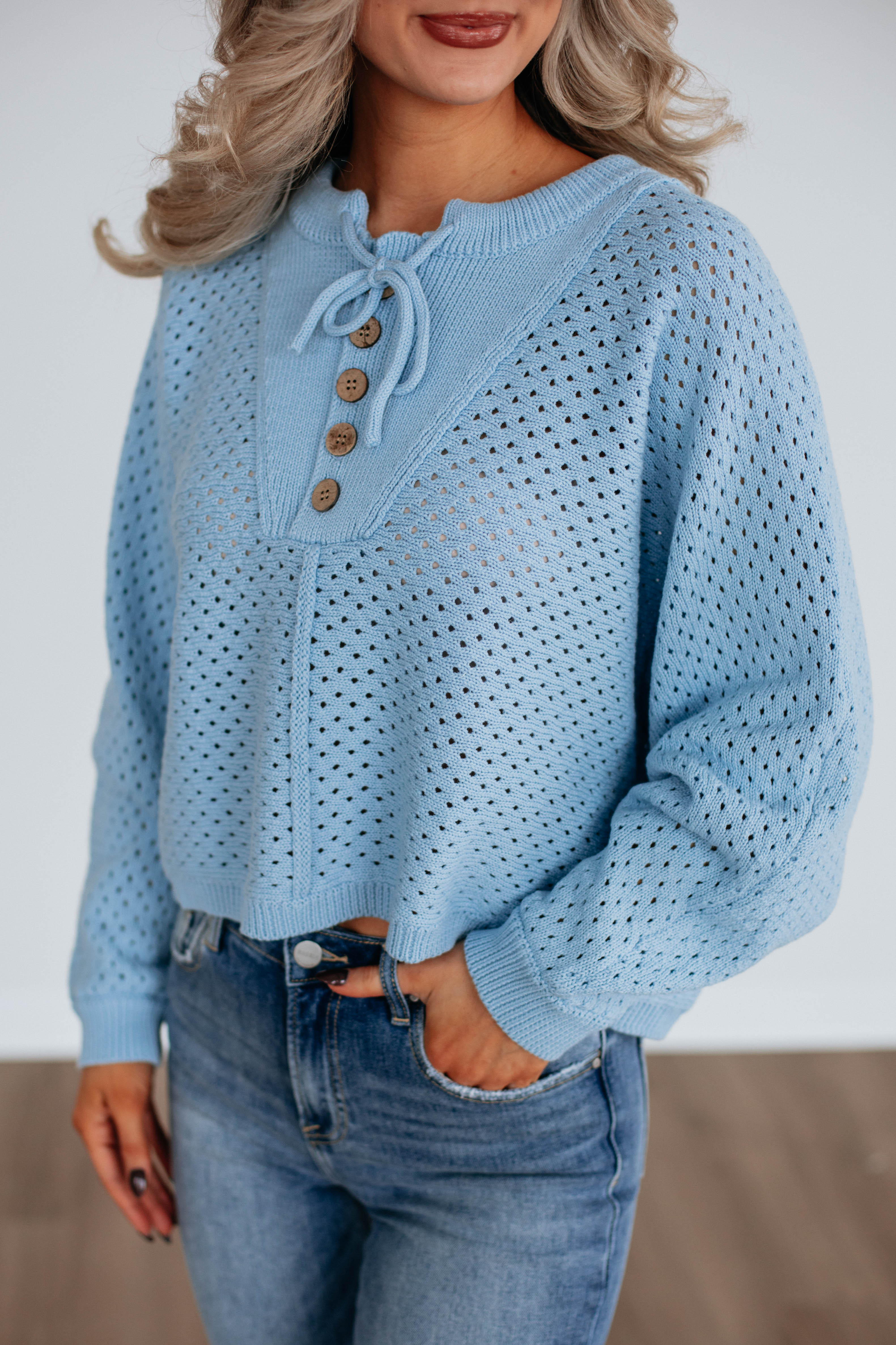 Callee Women's Knit Sweater Sky Blue - Soft Comfortable Pullover for Fall Winter Fashion, Office Wear & Casual Outfits