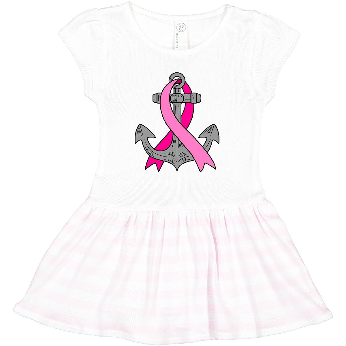 Inktastic Breast Cancer Awareness Anchor with Pink Ribbon Toddler Dress - Cute Baby Girl Outfit for Support Events, Fundraisers & Everyday Wear