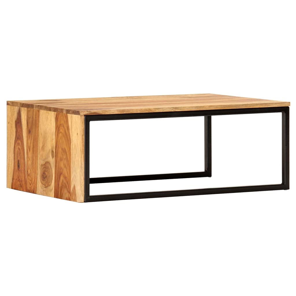 Industrial Style Nesting Tables Set of 2 - Metal Frame & Solid Sheesham Wood Coffee Tables - Modern Side Tables for Living Room, Sofa, Couch - Perfect for Tea Time, Reading & Home Decor