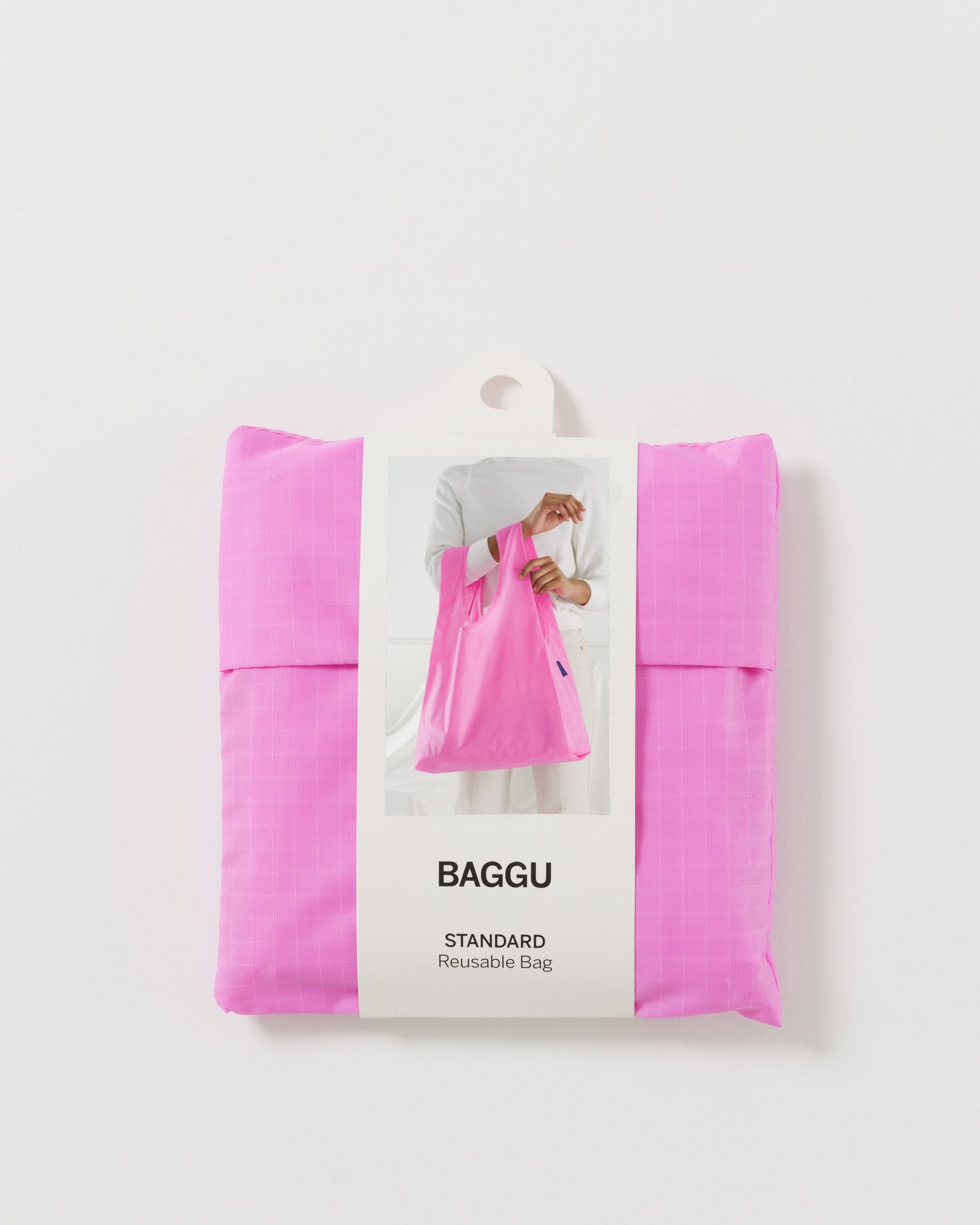 Baggu Standard Reusable Shopping Bag - Eco-Friendly Foldable Tote for Groceries & Beach (Bright Pink) | Perfect for Grocery Shopping, Travel & Daily Errands
