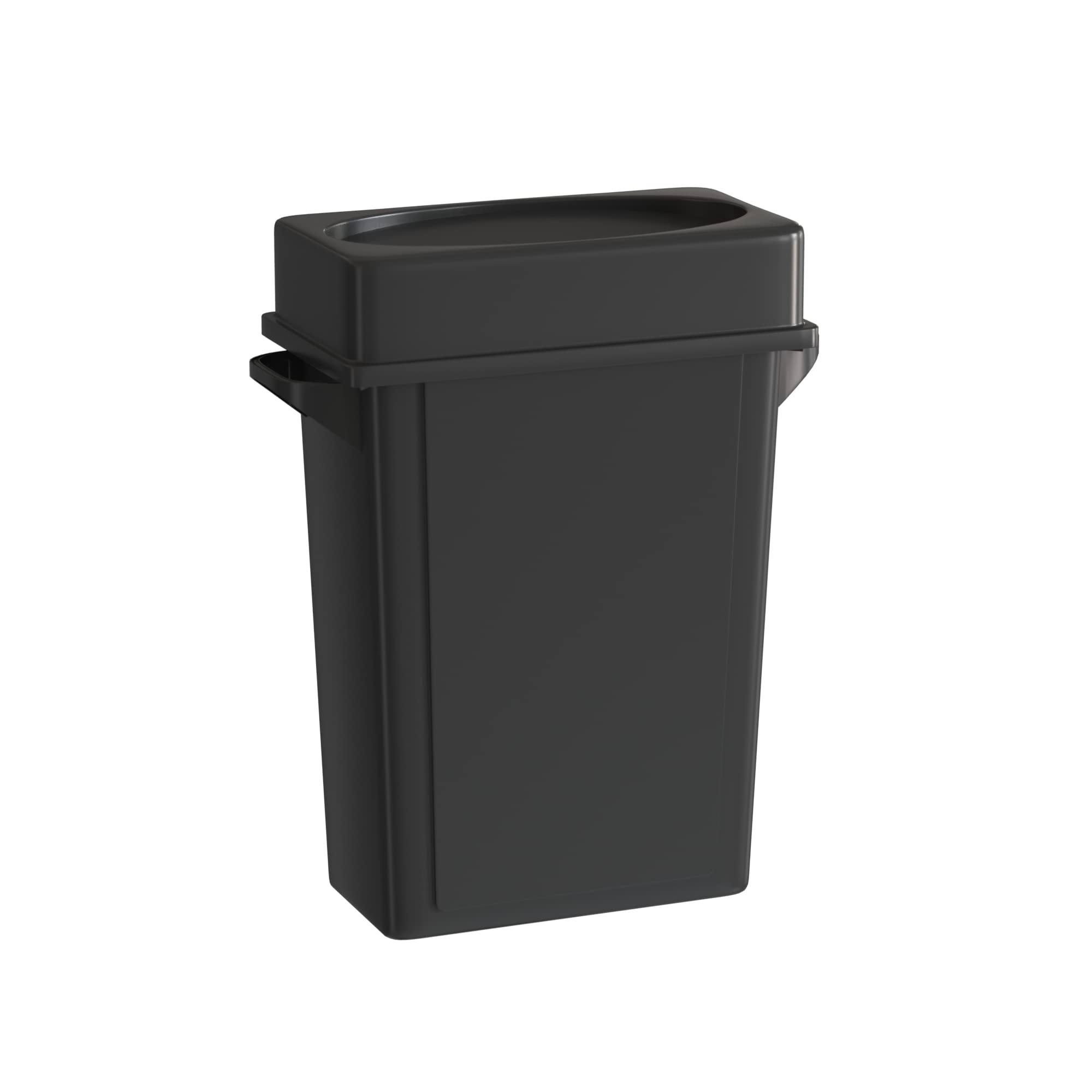 16 Gallon Black Slim Jim Trash Can with Drop Shot Lid - Space-Saving Kitchen & Office Waste Bin for Small Spaces - Perfect for Apartments, Dorms & Bathrooms