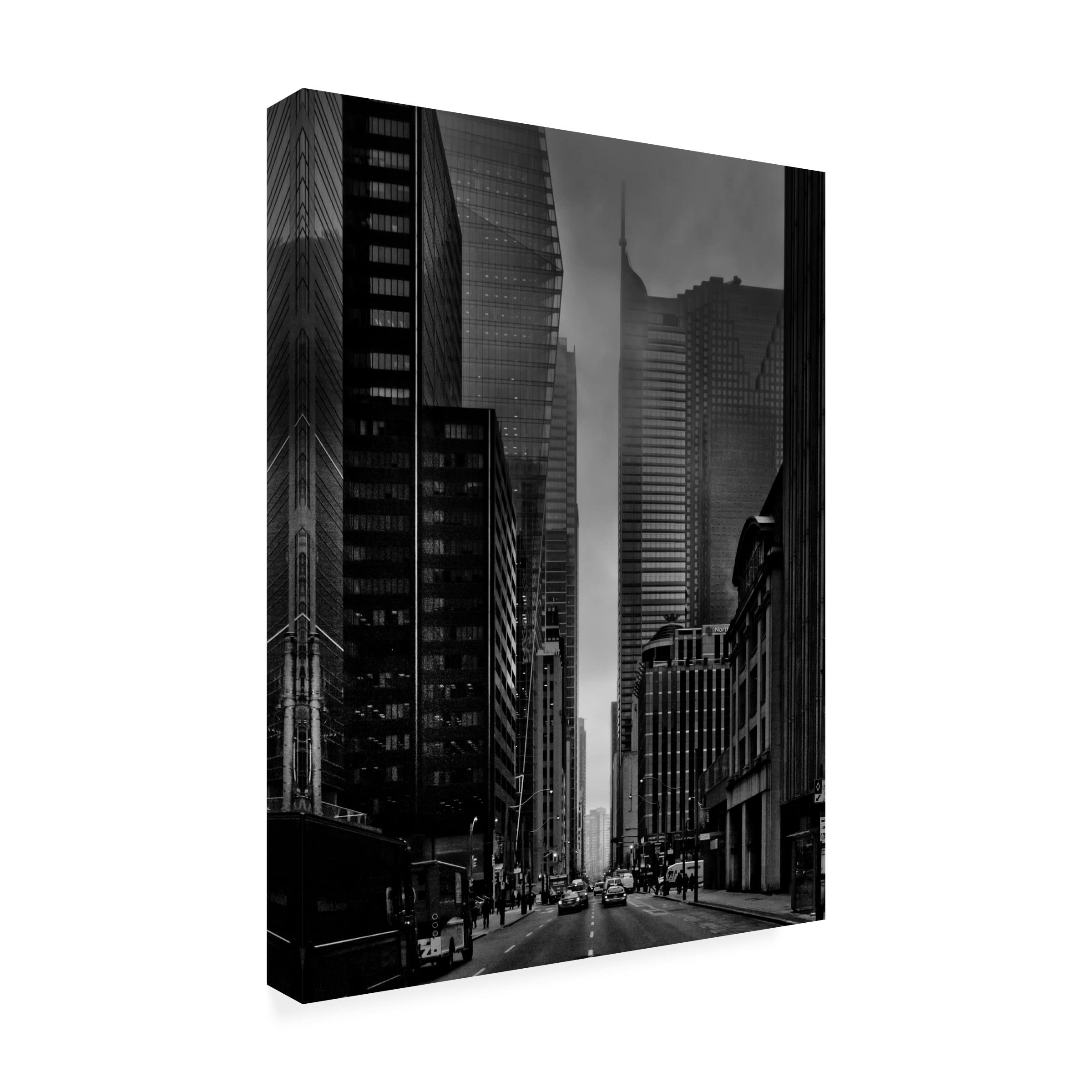 Brian Carson 'Downtown Fogfest No 25' Canvas Wall Art Print - Modern Abstract Cityscape Painting for Living Room, Bedroom & Office Decor