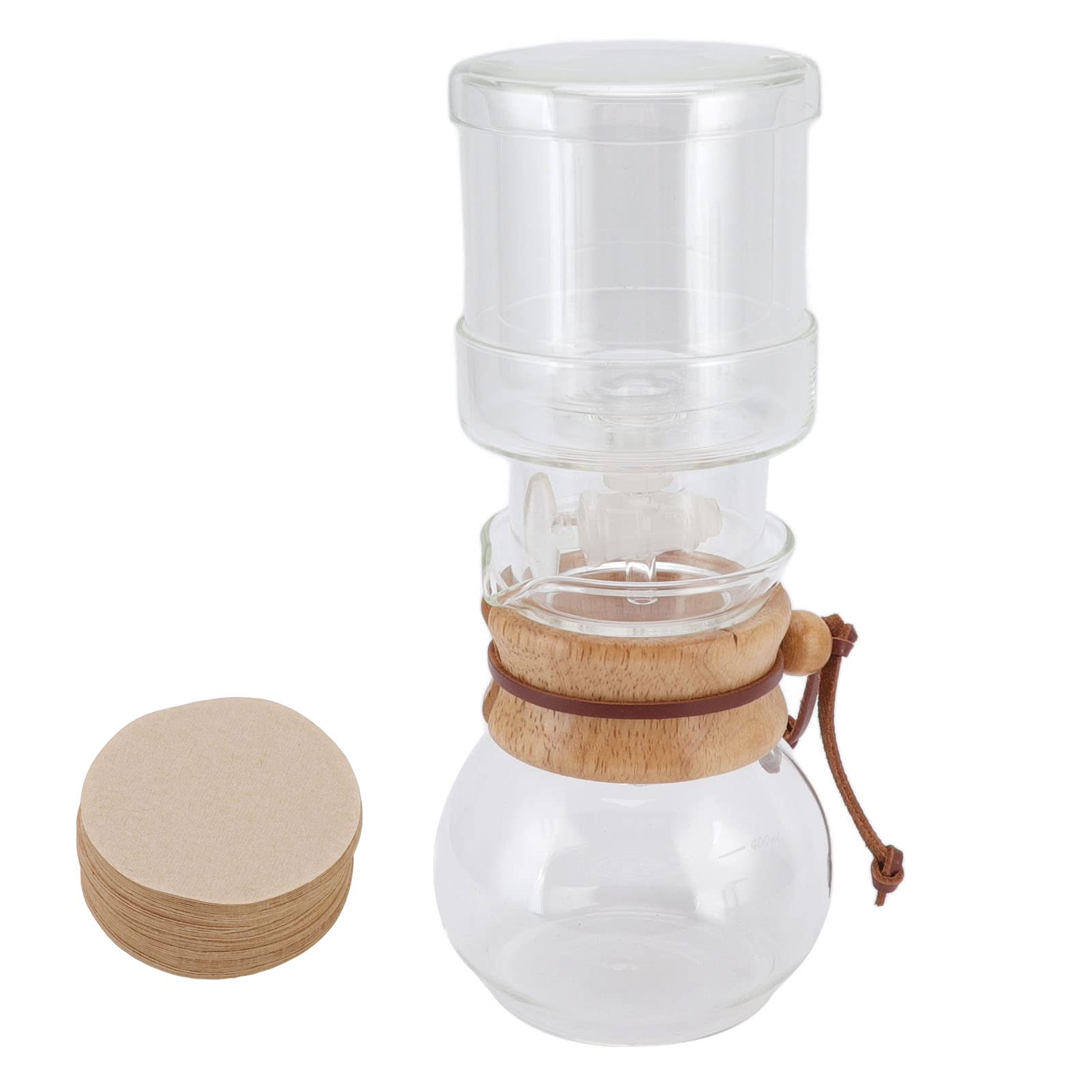 Premium Adjustable Glass Pour Over Coffee Maker - 400ml Drip Pot for Iced Coffee, Beer & Milk | Ideal for Home Brewing, Camping & Office Use (3.1 x 10 x 3.3in)