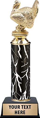Custom Engraved Thanksgiving Turkey Trophy - Personalized Black Lightning Bird Award for Holiday Parties, Office Awards & Family Gatherings