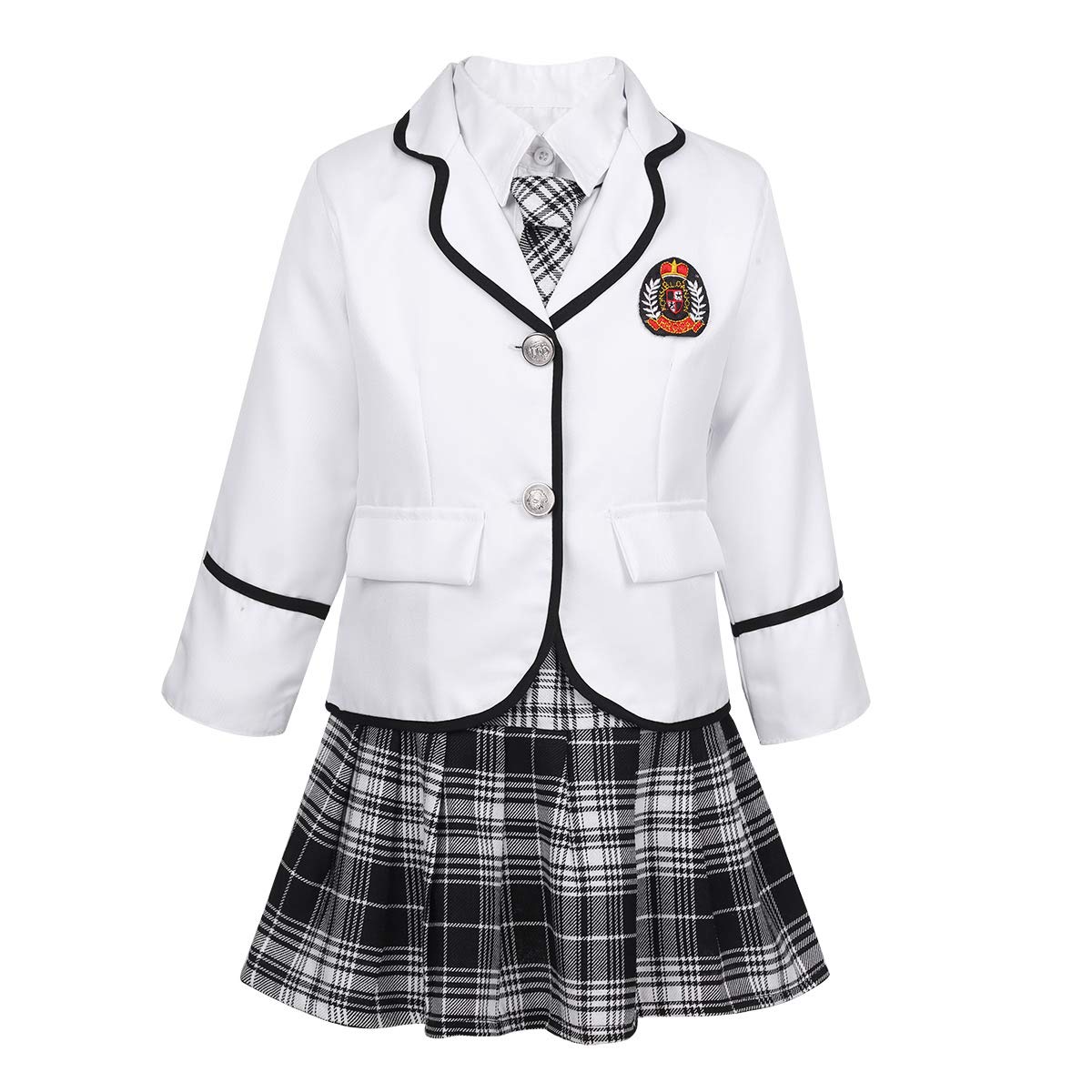 Mufeng Kids Girls School Uniform Outfits - British, Japanese, Korean Style Tartan Plaid Anime Cosplay Costume for School Plays, Dress Up & Themed Parties