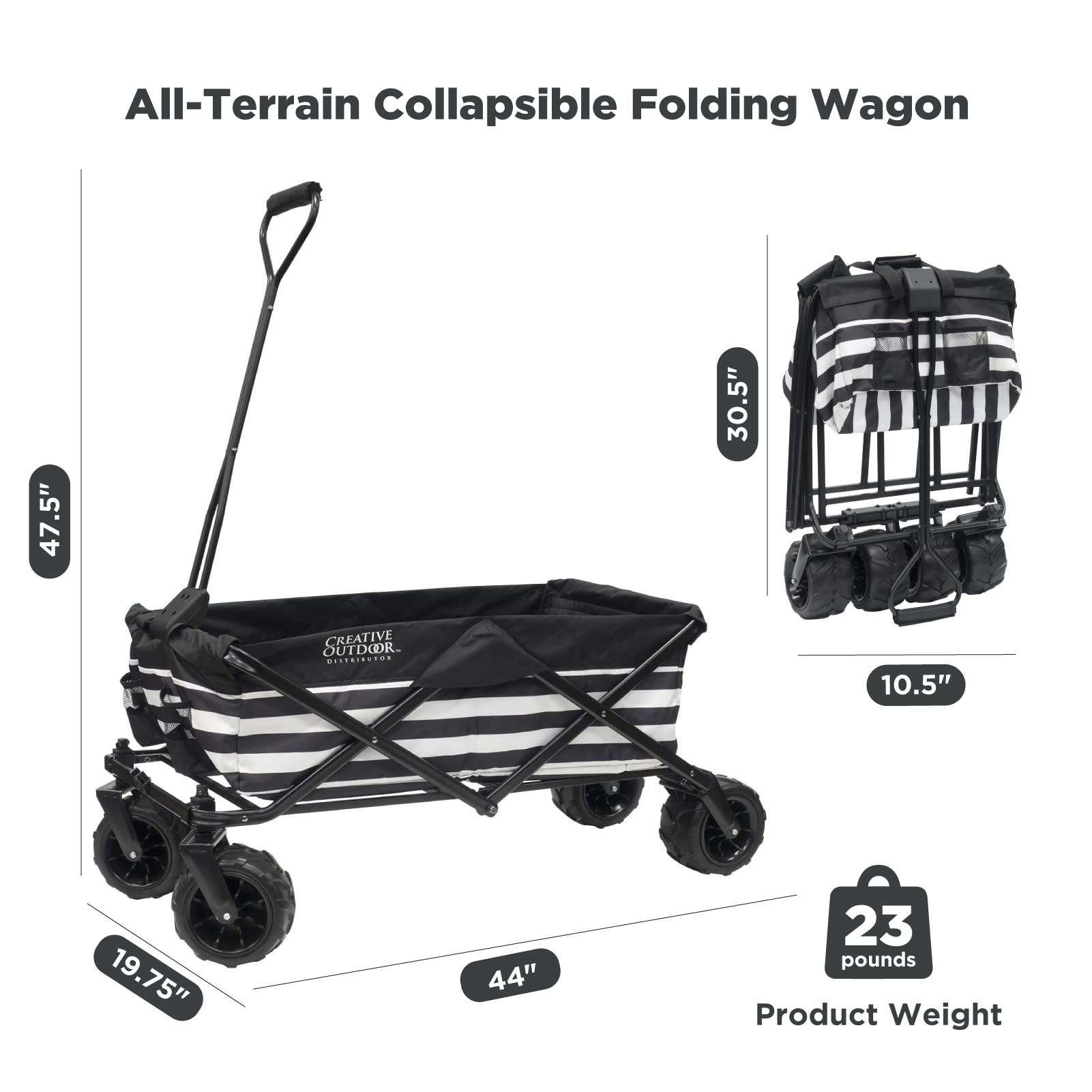 Best Collapsible Outdoor Wagon for Kids - All Terrain Push Pull Stroller & Folding Cart for Beach, Park, Garden, Sports & Camping | Perfect for Family Outings, Picnics and Outdoor Adventures