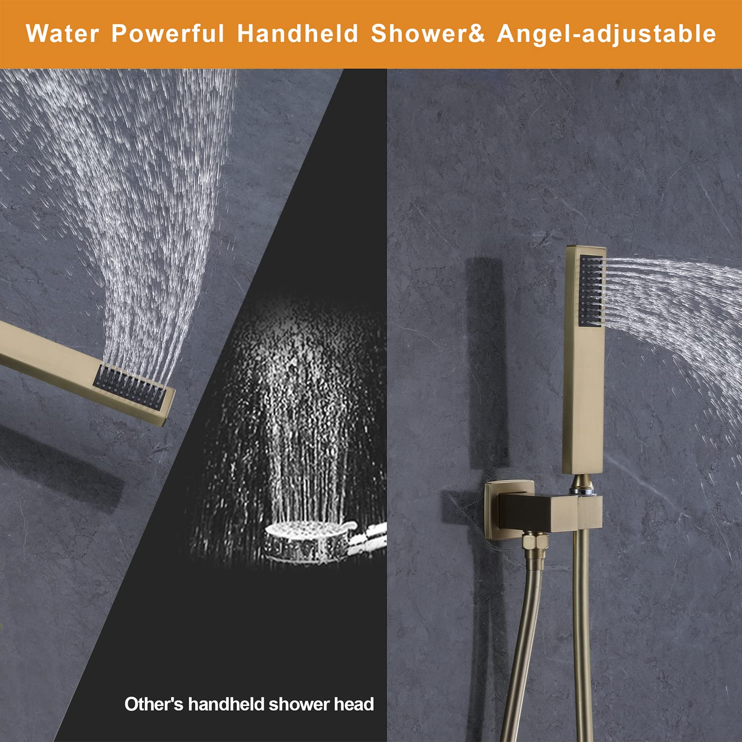 Luxury 10 Inch Rain Shower System with Handheld Shower Head - Wall Mounted Brushed Gold Bathroom Shower Faucet Set with Valve & Trim Kit - Perfect for Modern Master Bathrooms & Spa-Like Showers