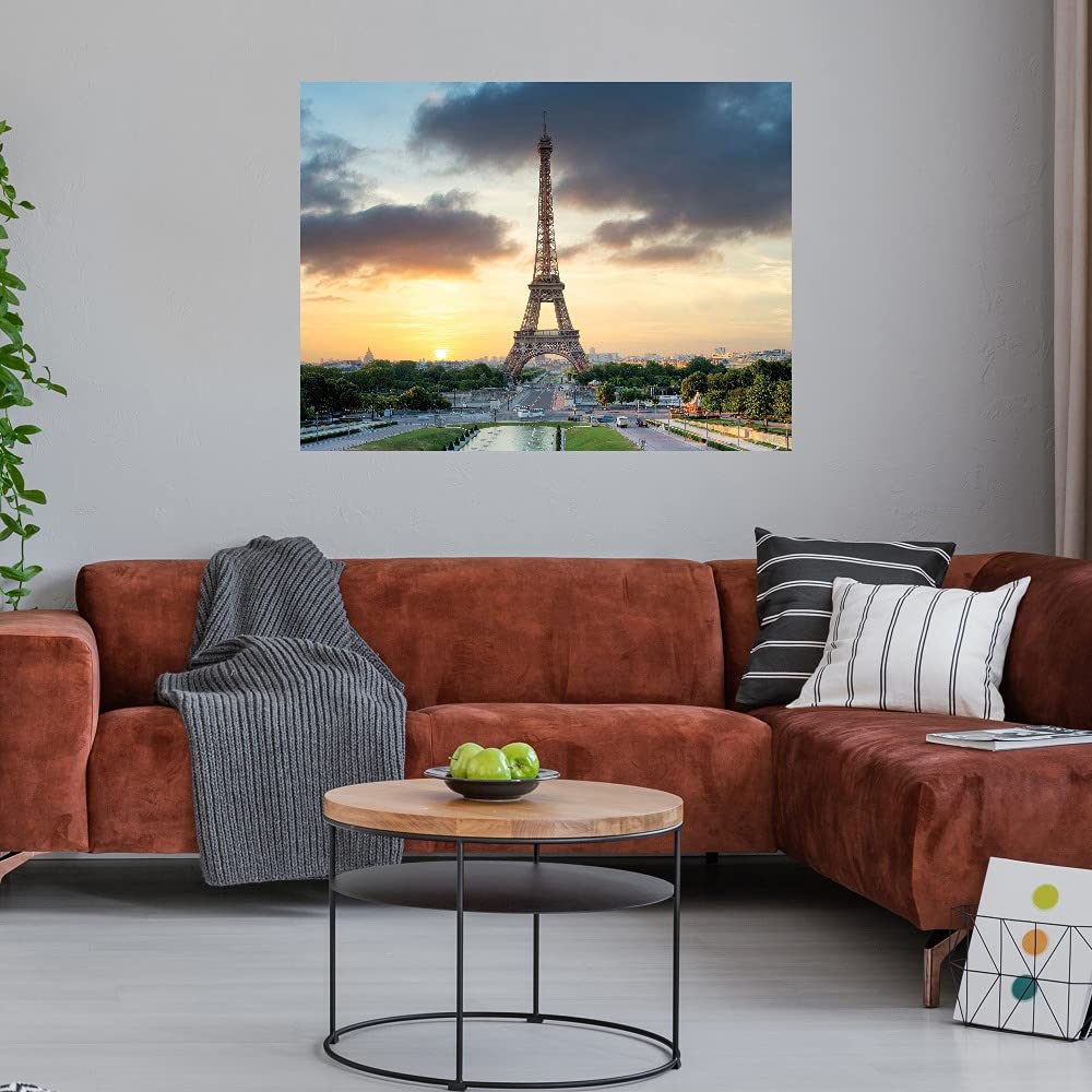 Eiffel Tower Sunset Painting - Handmade Canvas Wall Art by Alan Blaustein - 43x32 Inch Ready to Hang - Perfect for Living Room, Bedroom, Office Decor - Romantic Parisian Home Décor for Wedding Gifts & Anniversary Presents