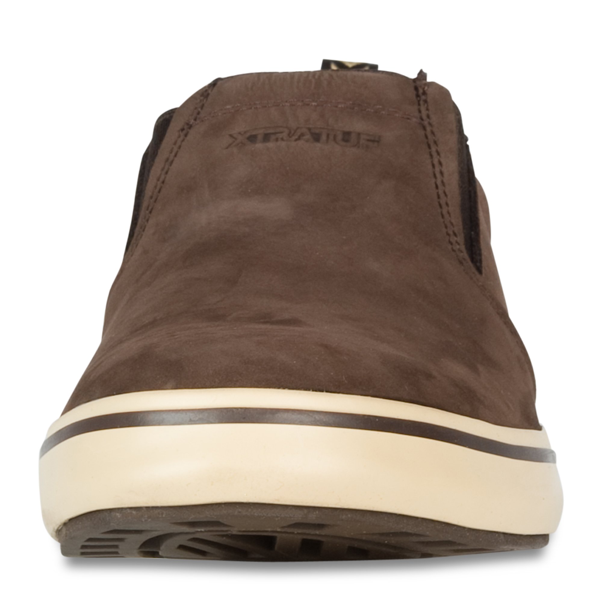 XTRATUF Sharkbyte Men’s Nubuck Leather Deck Shoes - Non-Slip Boat Shoes for Fishing & Sailing - Chocolate Brown (22501) Size 12 - Durable Water-Resistant Deck Footwear for Men