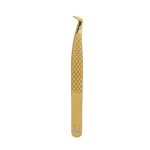 Premium Diamond Grip Japanese Steel Eyelash Tweezer for Professional Lash Extensions (4-Pack, Gold) - Ideal for Salon, Home Use & DIY Eyelash Extension Kits