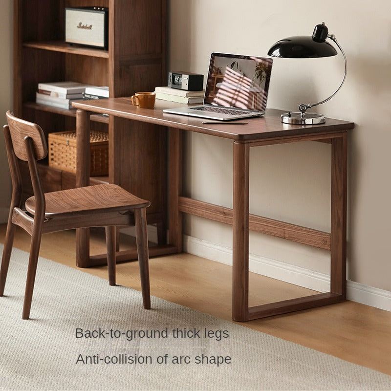 Premium Black Walnut & Ash Solid Wood Study Desk - Handcrafted Writing Table for Home Office, Library, or Dorm Room - Ergonomic Design for Work & Study