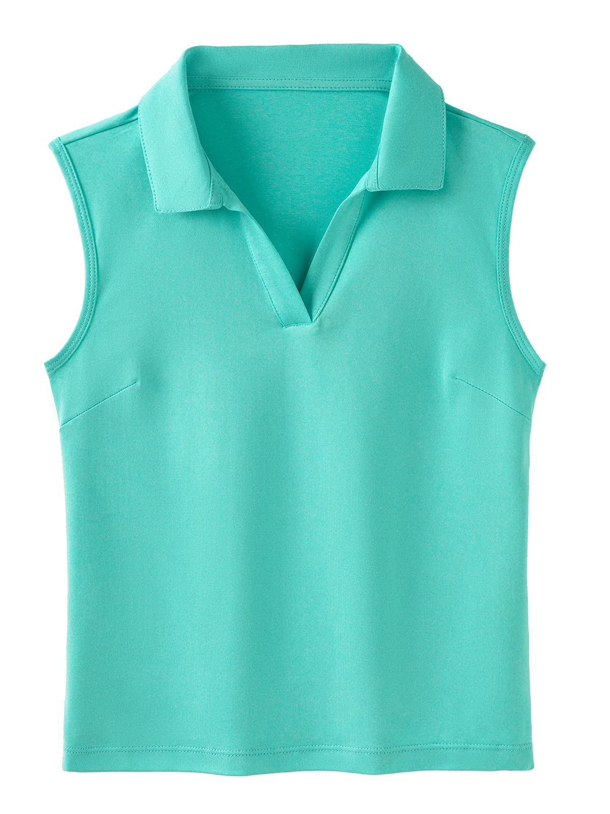 MERIABNY Girls Golf Polo Shirts - Sleeveless V-Neck Athletic Shirts for Kids 5-12 Years | Perfect for Golf, Tennis & Summer Outdoor Activities
