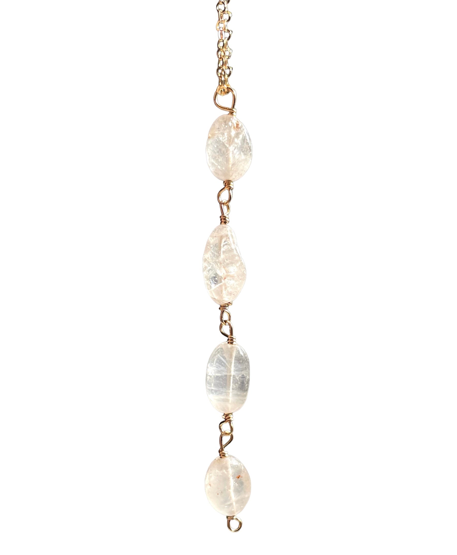 Natural Clear Quartz Lariat Necklace for Women - Healing Crystal Pendant Jewelry for Meditation, Yoga & Spiritual Energy