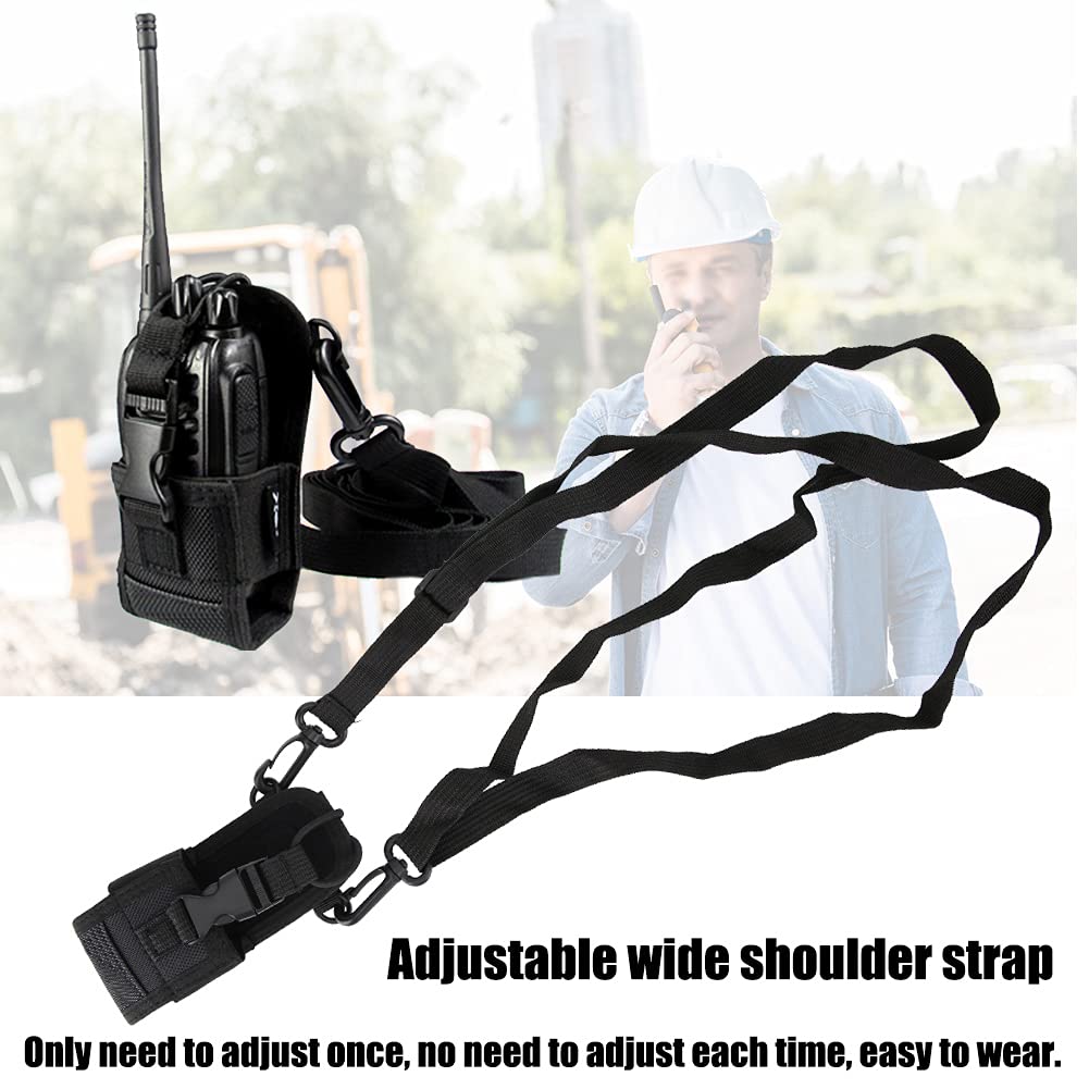 2 Pack Universal Walkie Talkie Holder with Adjustable Shoulder Strap - Durable Nylon Two-Way Radio Protective Case for Outdoor, Hiking, Construction & Emergency Use