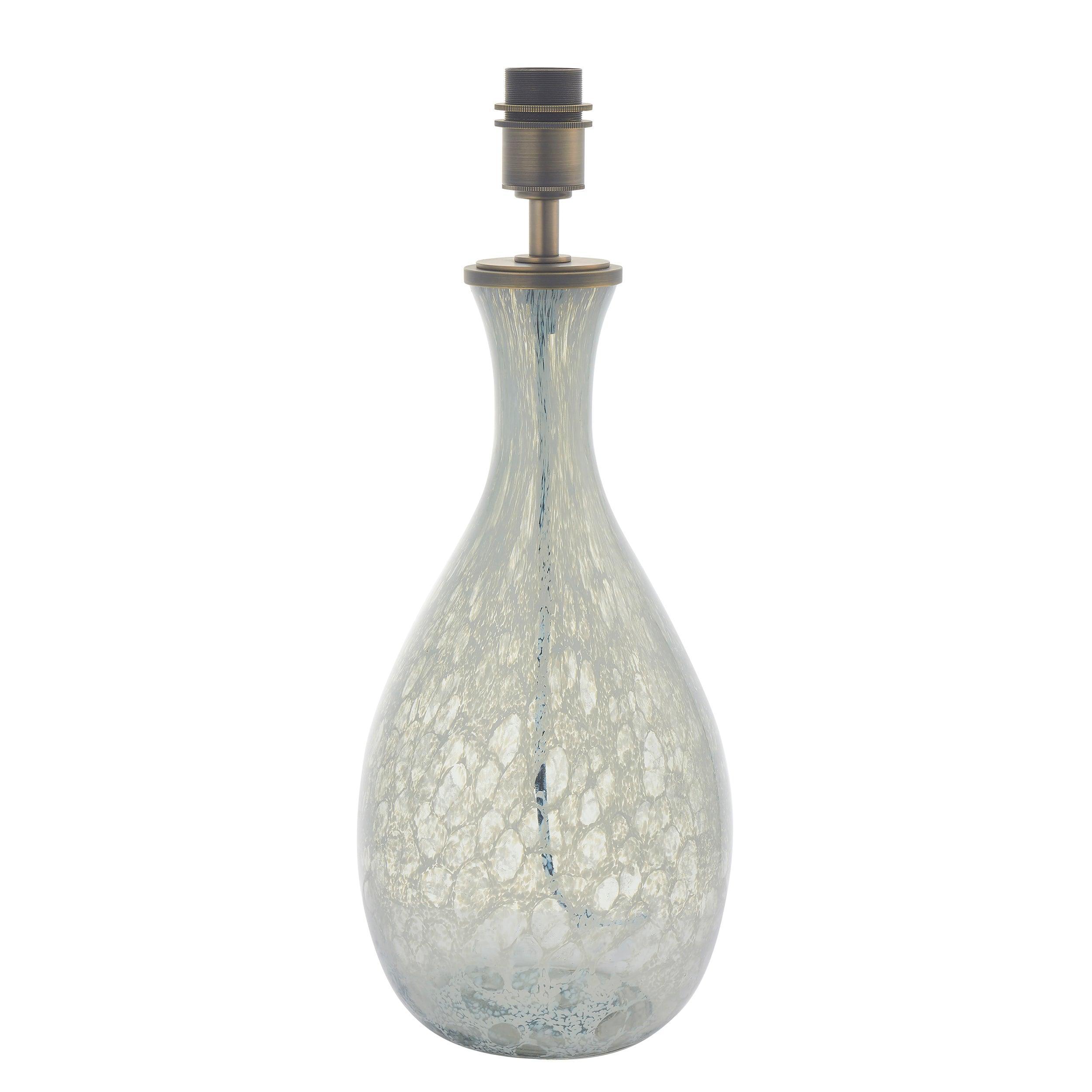 Modern Glass Table Lamp Base - Large White & Grey for Living Room, Bedroom, or Office Decor - Elegant Home Lighting Solution