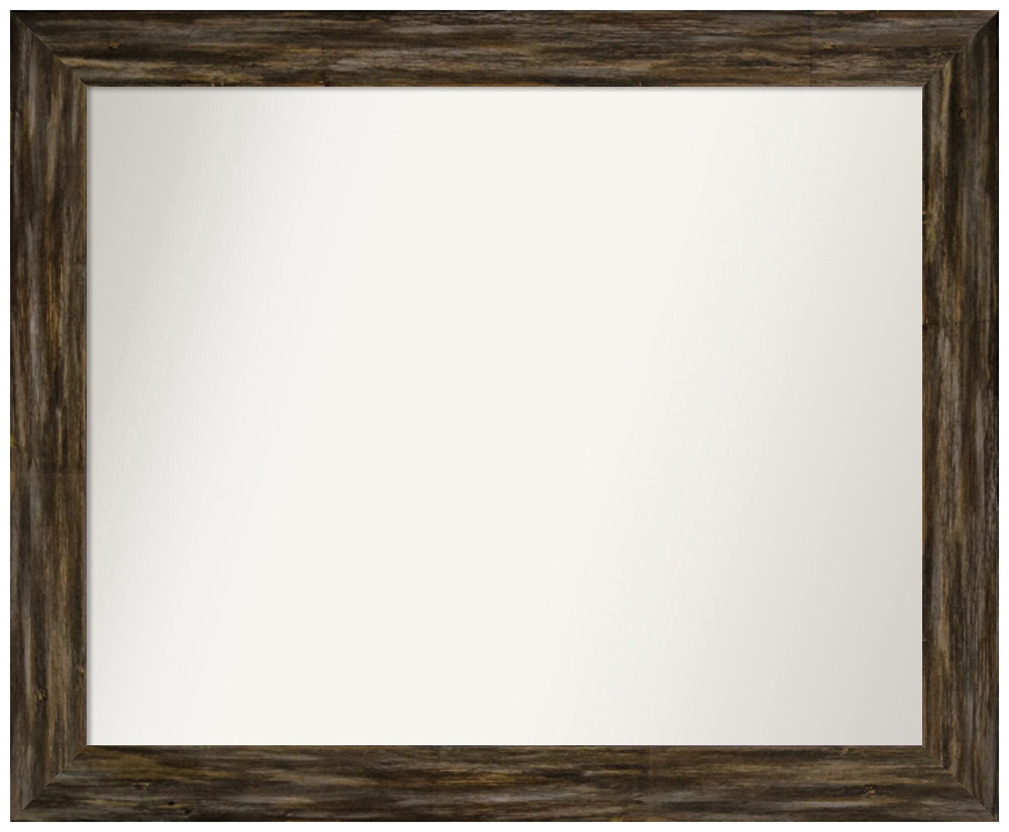 Amanti Art Non-Beveled Custom Wall Mirror 27.5 x 33.5 Inches - Fencepost Brown Narrow Frame - Bathroom, Living Room, Bedroom Decor - Various Custom Sizes Available