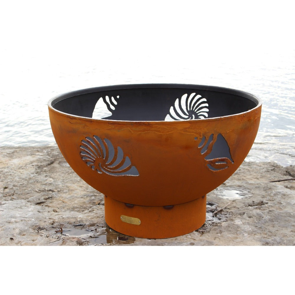 Handcrafted 36 Inch Carbon Steel Fire Pit - Beachcomber Design for Outdoor Gatherings, Camping & Backyard Decor