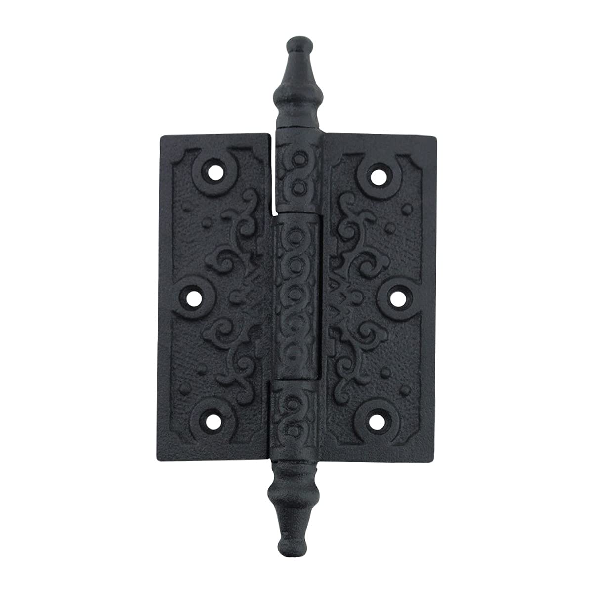 Black Wrought Iron Victorian Steeple Tip Cabinet Hinges - 5-3/4 Inch Rust Resistant Flush Mount Hinges with Hardware for Cabinet Doors | Perfect for Kitchen Cabinets, Bathroom Vanities & Furniture Restoration Projects