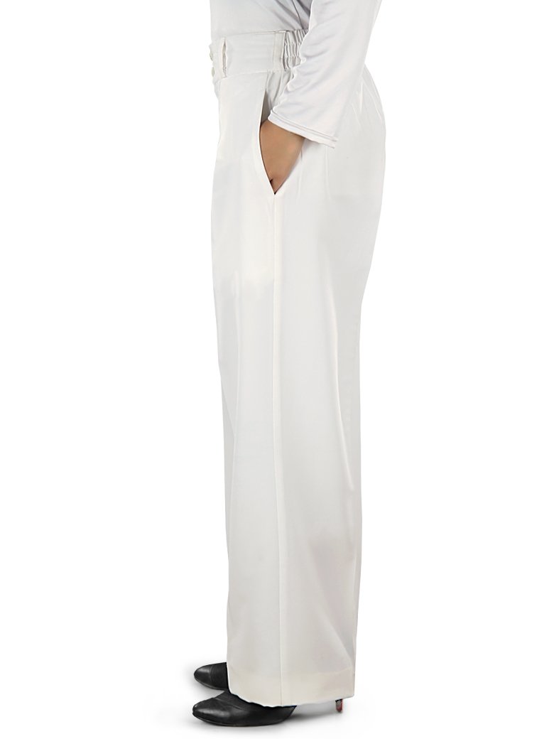 Adiba Women's High Waisted White Pants - Stretchy Comfort Fit for Work, Travel & Casual Wear