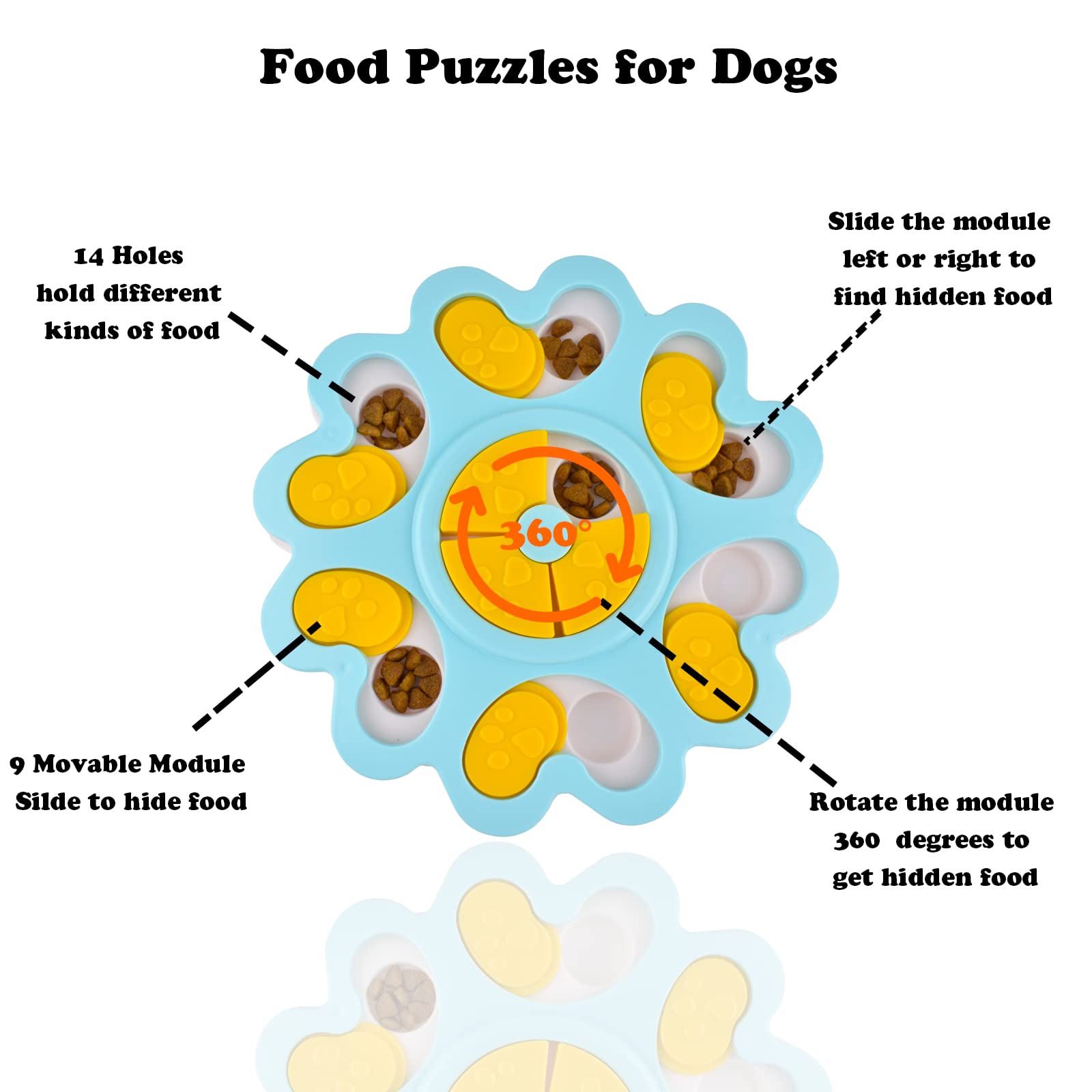Interactive Dog Puzzle Toys for Smart Dogs - Treat Dispensing Mental Stimulation Feeder for Dogs & Cats - Enrichment Activity Toy to Prevent Boredom (Flower Shape) - Perfect for Indoor Play, Training & Anxiety Relief